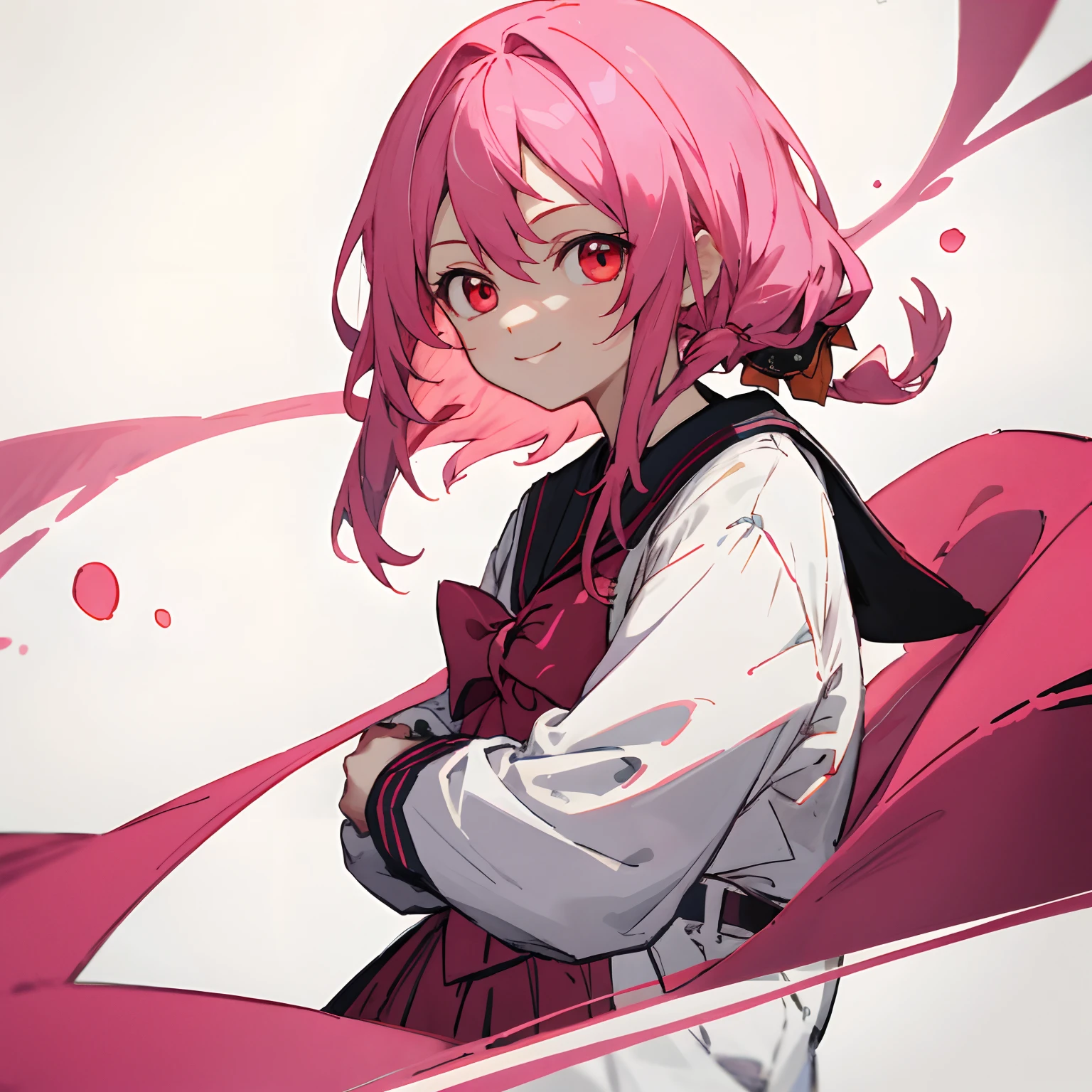 tmasterpiece,ssmile,Kizi,A pink-haired,red color eyes,a sailor suit。