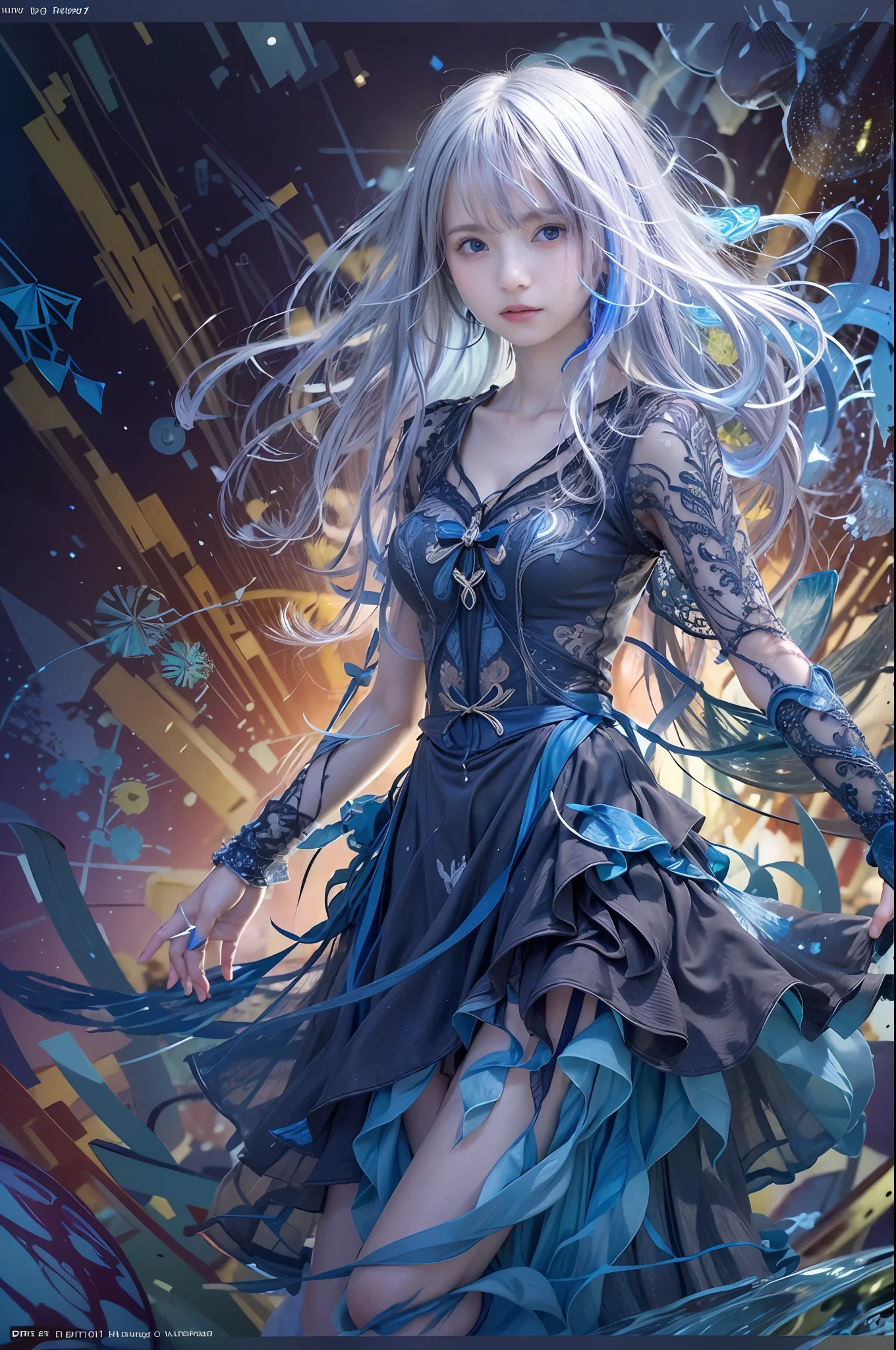 HDR10, absorbers, Full body, Fractal Art, (Soft light, sharp:1.2),beautiful girl and her sister, Ultra-detailed blue eyes, entirely paint, Splat, Splash, long colored hair, ultra detailed texture, water dripping, Vivid colors, Teen, (masterpiece, of the highest quality, Official art, Beautiful and aesthetic:1.2), (1girl in:1.2), Cute, highly detailed, (Abstract:1.4, Fractal Art:1.3), (Silver_hair:1.1), Blue eyes, Fate \(Series\), Colorful, highest details, (Splash_Art Book:1.2), Best Photo Shots, Realistic, Full body, (hyperdetails:1.15), From below, conceptual art, Glowing light, 16 K, Textured skin, Anatomically correct, 8K,class room,naked