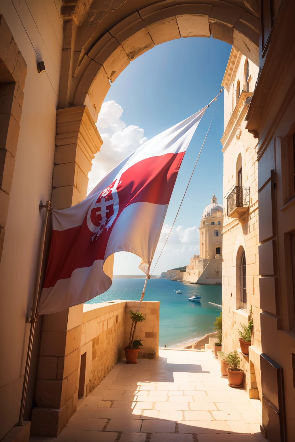 The flag of Malta and the Maltese landscape are still human