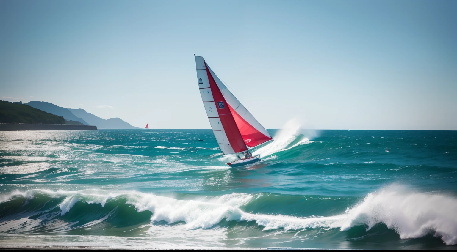 Sailing race in the waves