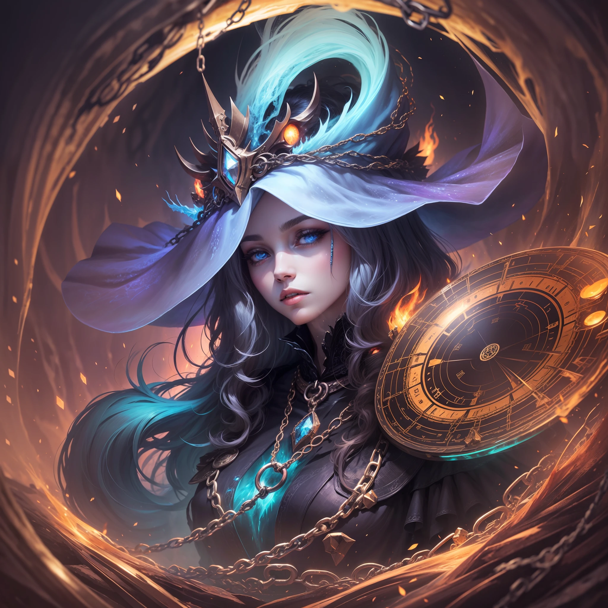 Chains of the Ice Witch, best quality, masterpiece, psychedelic art style
