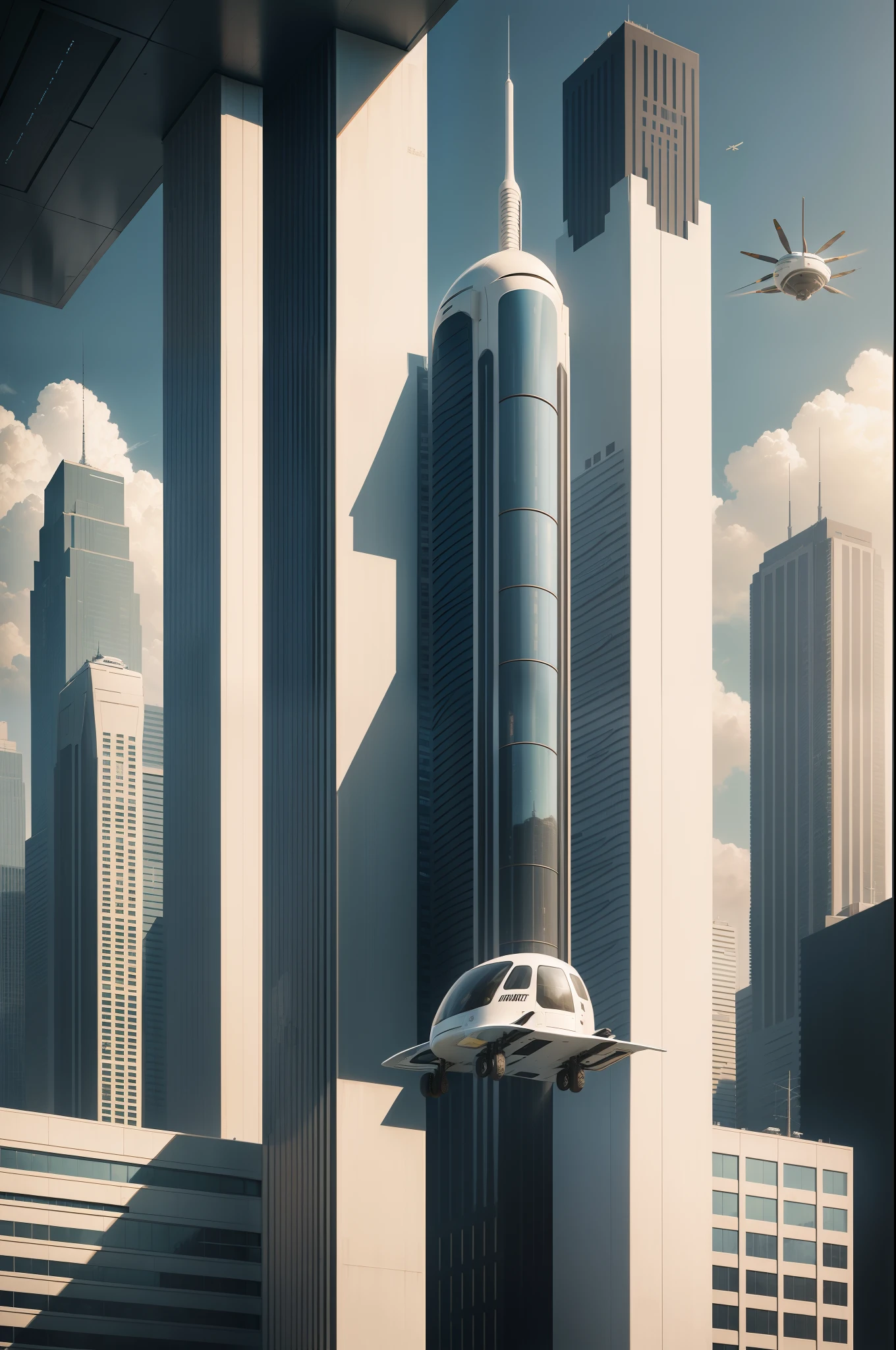 urban planning,moderno,sci-fi building,evtol,Electric vertical take-off and landing vehicle,poster for,lineworks,classicism,Mondrian