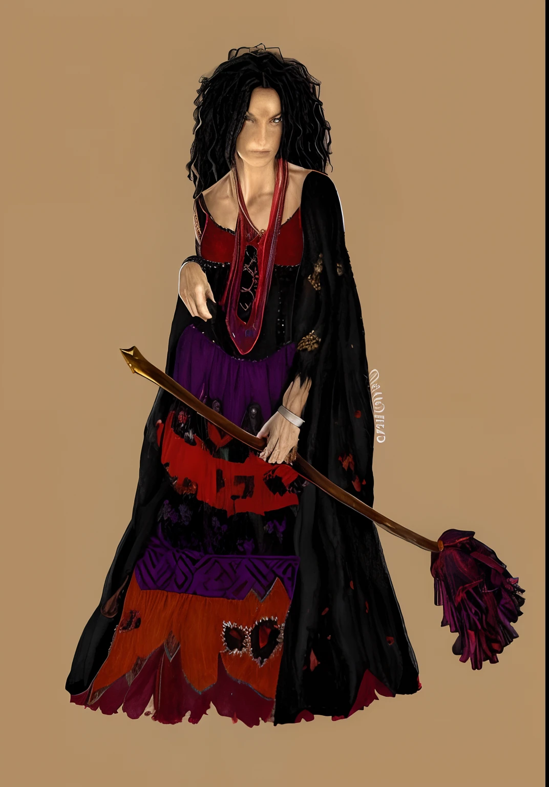 Arafed desenho de uma mulher vestida com uma fantasia de bruxa com uma vassoura, mulher bruxa, A senhora deputada duvida que seja bruxa, bruxa de meia-idade, Witchy, granny weatherwax, classical witch, bruxa escura da moda, vestido medieval. bruxa, Uma bruxa, Preto - Mago Cabelo, personagem bruxa escura, roupas de bruxa, humano :: feiticeira, bruxa, shaman witch