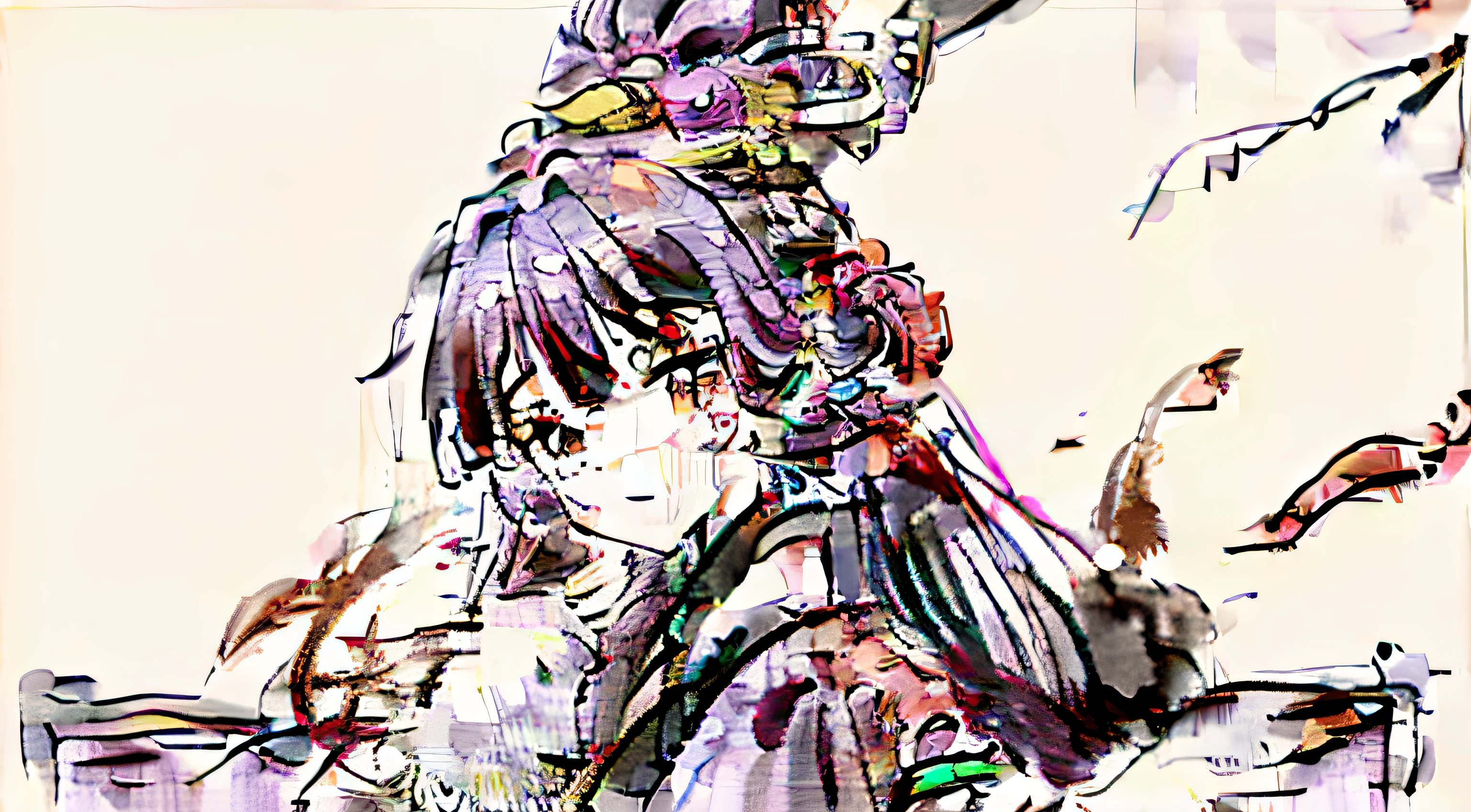 s girl,Purple colored hair,Pink flowers are worn on the head,Wearing red ancient Chinese clothes,Dance again