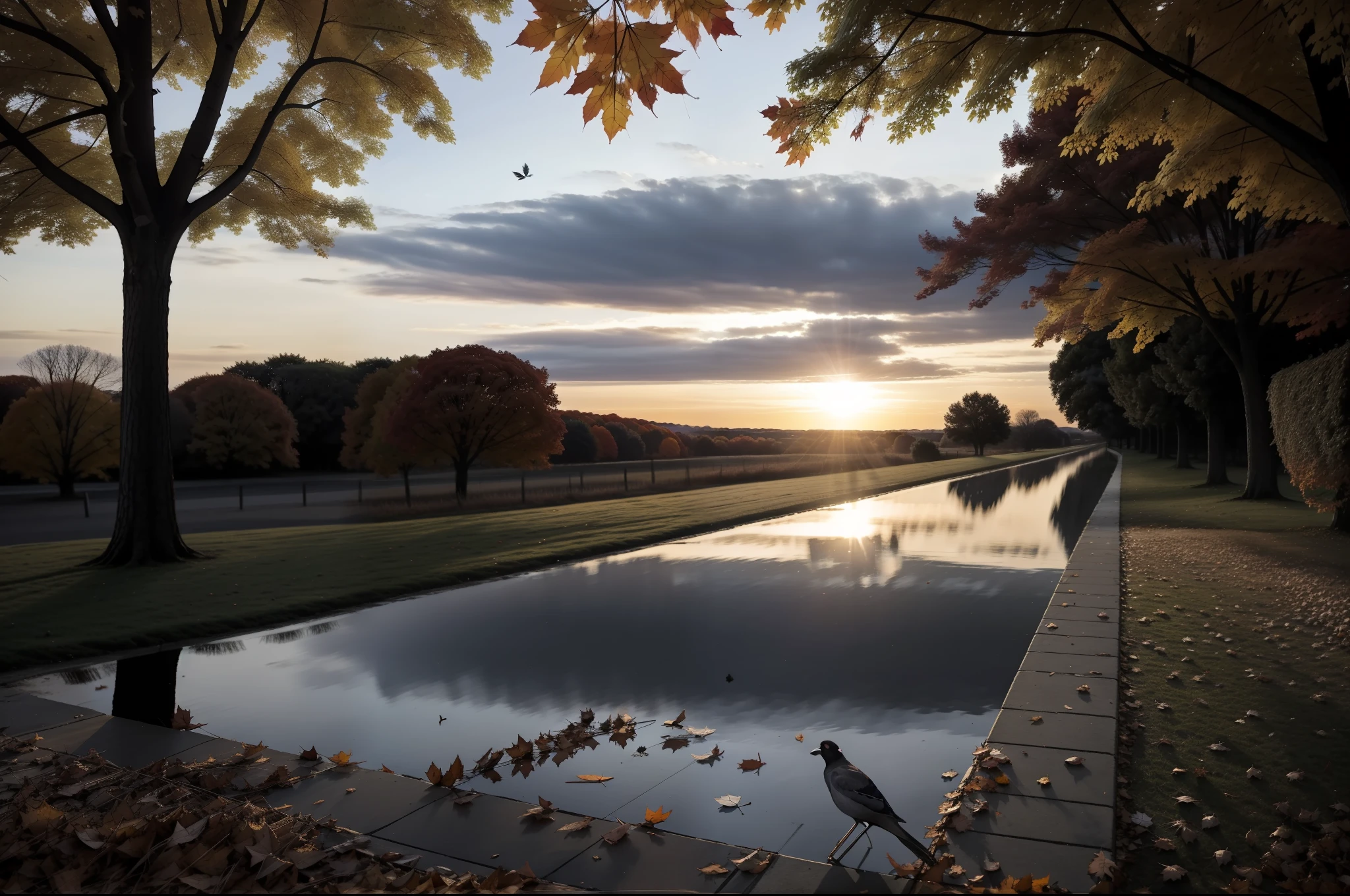 The sun is falling, the wind blows dead leaves, the jackdaws are singing, the autumn breeze is cool, and a trace of sadness enters the heart