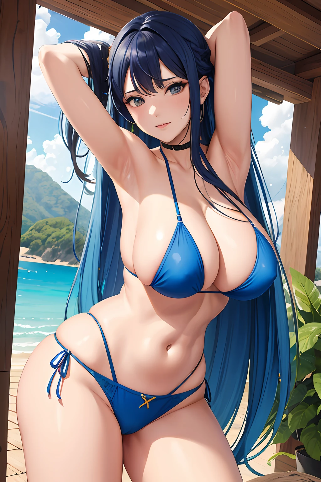 1 mujer, madura, pechos grandes, cadera grande, muslos grandes,  azul, cabello amarillo, Cabello largo, tetas grandes, coletas,