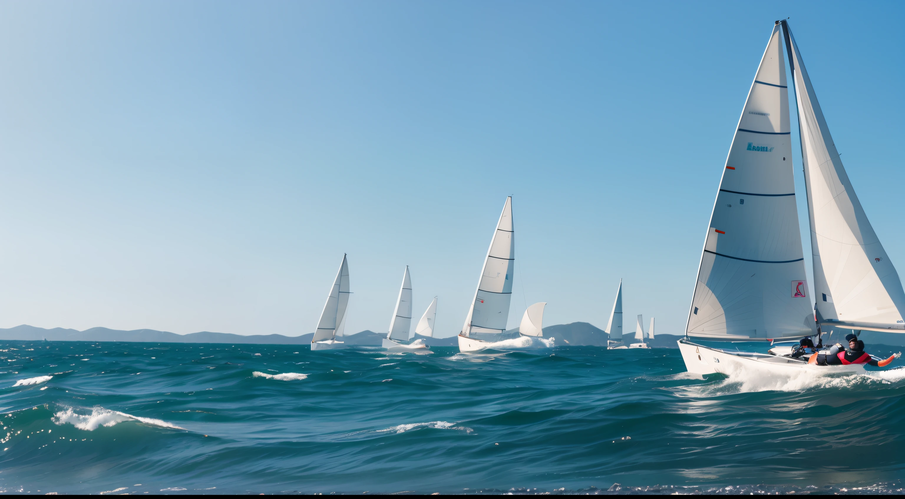 Sailing race in the waves