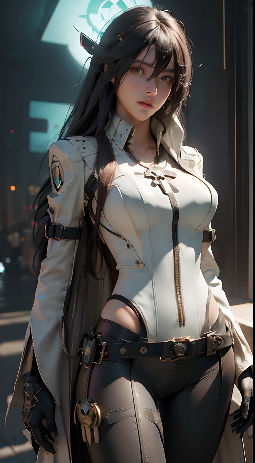 ((Best quality)), ((masterpiece)), (detailed:1.4), 3D, an image of a beautiful cyberpunk female,HDR (High Dynamic Range),Ray Tracing,NVIDIA RTX,Super-Resolution,Unreal 5,Subsurface scattering,PBR Texturing,Post-processing,Anisotropic Filtering,Depth-of-field,Maximum clarity and sharpness,Multi-layered textures,Albedo and Specular maps,Surface shading,Accurate simulation of light-material interaction,Perfect proportions,Octane Render,Two-tone lighting,Wide aperture,Low ISO,White balance,Rule of thirds,8K RAW,