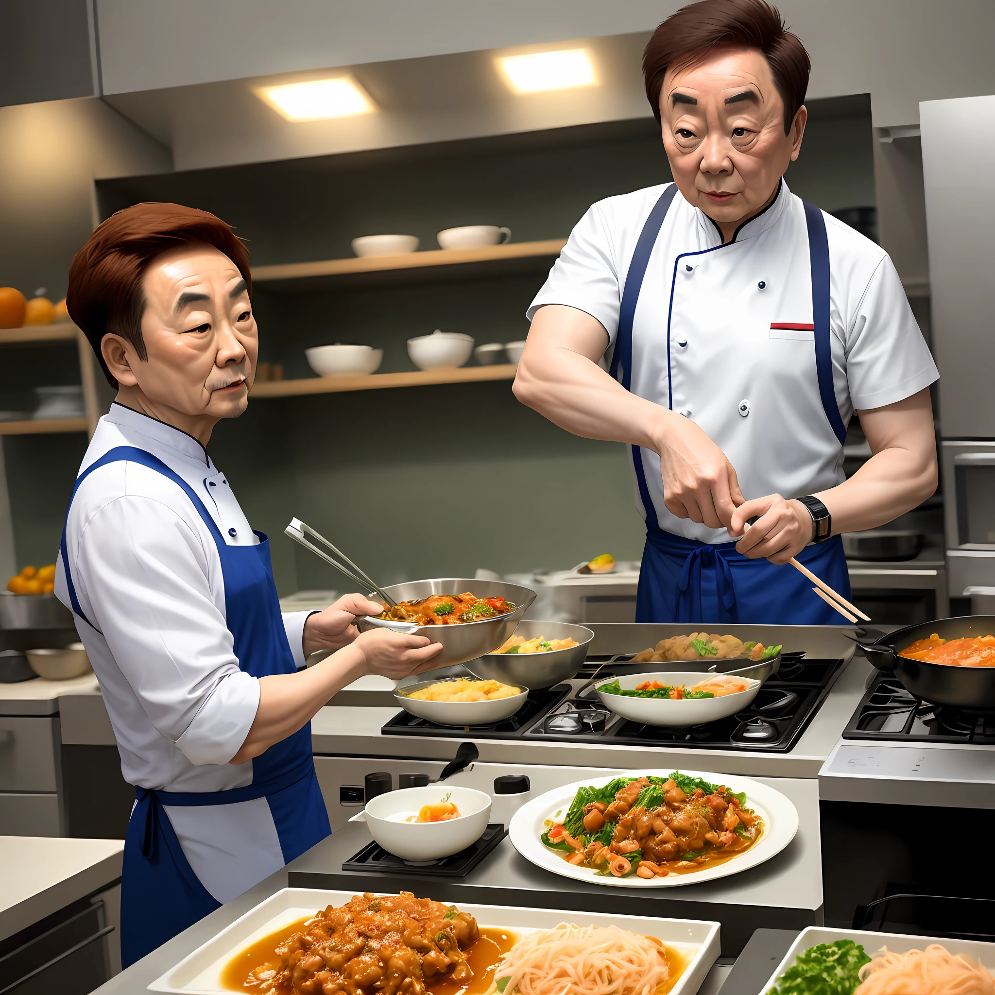 Ren Zhengfei cooks in the kitchen