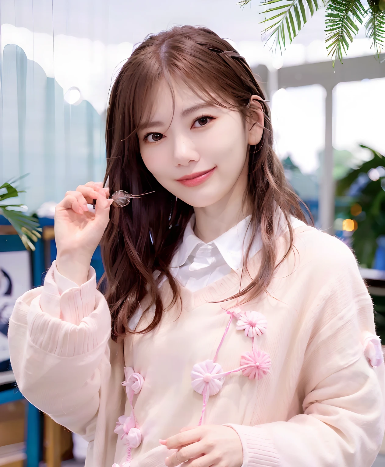 best qualtiy、Photorealsitic、8K、hight resolution、 1 人、femele、(Dents in the skin)、(profetional lighting)、(校服:1.74)、a gorgeous、(Girl looking at viewer one eye:1.54)、((looking looking at viewer:1.6)) 、(Looking at the camera)、Photorealsitic、(bokeh dof)、(dynamicposes:1.2)、masterpiece、Convoluted、realisitic、foco nítido、awardwinning photo、A smile