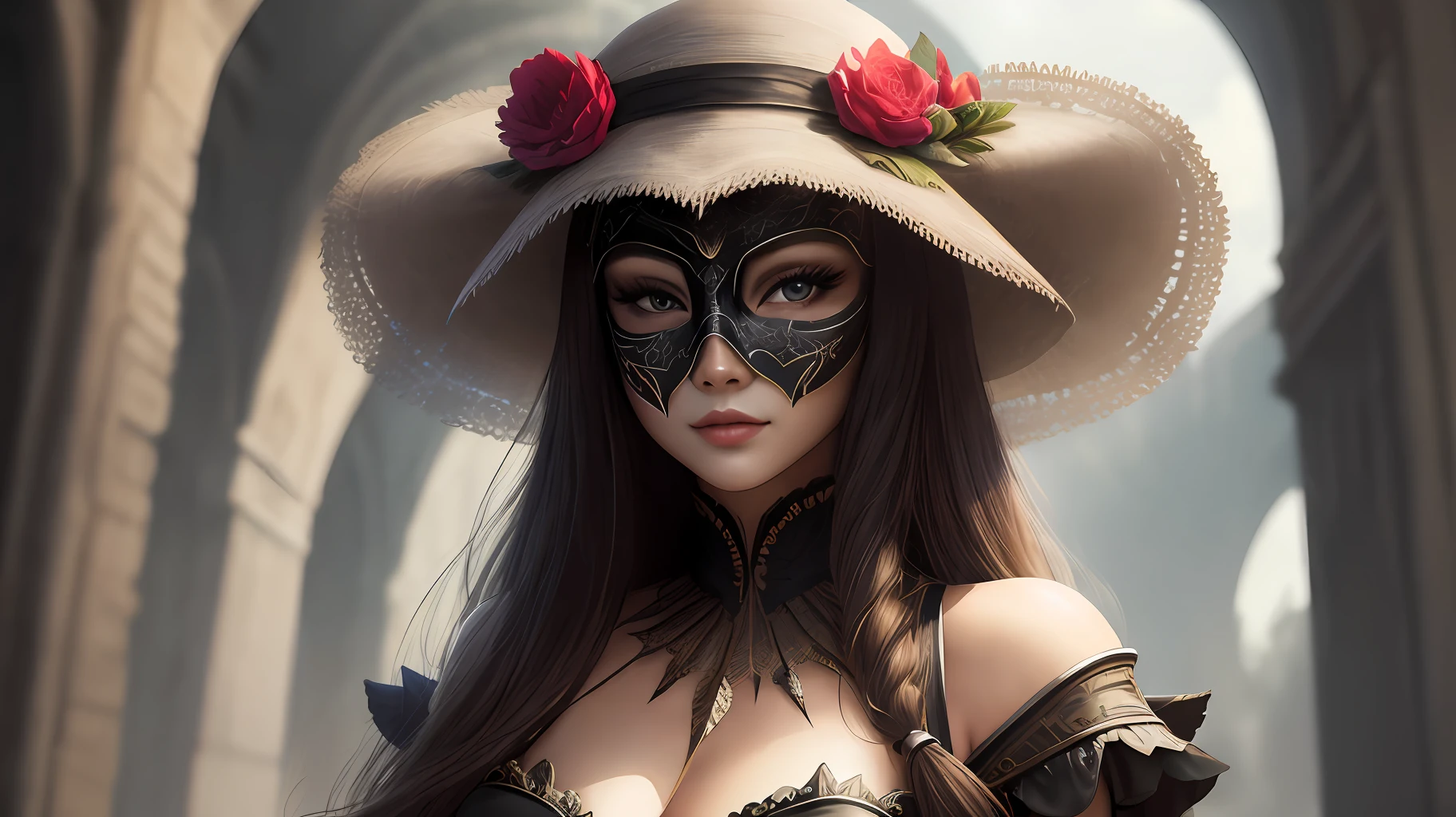 Beautiful woman in mask