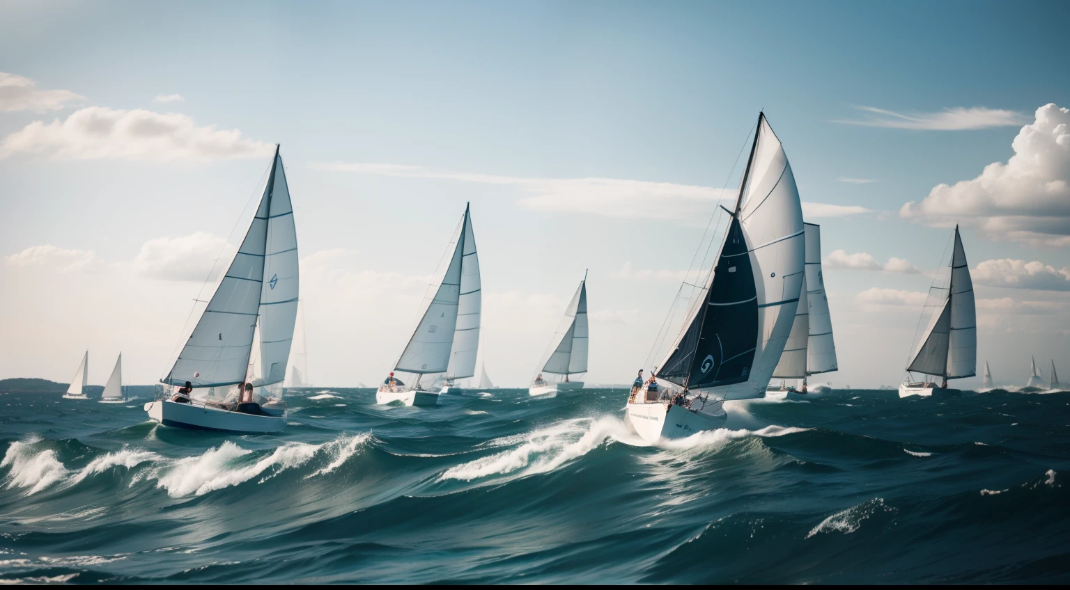 Sailing race in the waves