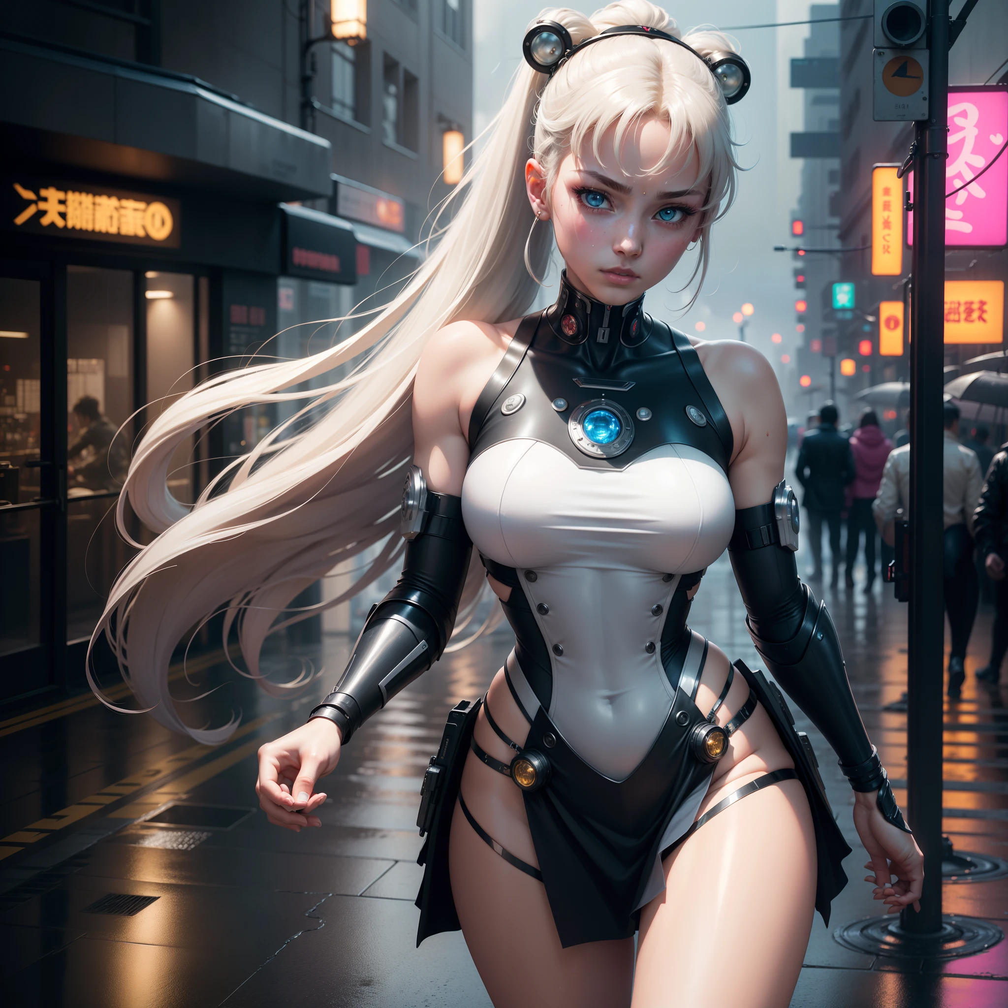 (Sailor Moon), Outfit, maid, pigtail hair, The long-haired, Film-graded film, dramatic scene, Photography, primitive, Masterpiece, ultra-wide-angle, Walk on a cyberpunk cityscape, ultra fine photos, (cyborg arm:1.3), Medium ??????, Best quality, 超高分辨率, Photorealistic, volumettic light, stunningly beautiful, Half body, Delicate face, Vibrant eyes, Original photo, 1girll, Solo, 1girll, (Don Ding:1.3), (Twia), future-tech, Futuristic, Hologram augmented reality, (Extremely detailed Cg Unity 8K wallpaper), most beautiful artwork in the world, Professional photography, trending on artstationh, trending on CGSociety, intricately details, High detail, Sharp focus, Dramatic, Photorealistic, Cyberpunk, Futuristic, Pale skin, Slim body, (highdetailskin:1.2), 8K  UHD, Digital SLR, Soft lighting, High quality, filmgrain, Glossy, (Highest quality:1.3), (Sharp focus:1.5), (Photorealistic:1.3), (Highly detailed skin), (Detailed face), (highdetailskin:1.2), (glistning skin:1.2), cyborg arm, (Highly detailed skin texture:1.15), (Detailed face), (highdetailskin:1.2), (glistning skin:1.15), Glossy, (cyborg arm:1.5), Kimono Technology, Japanese, Cyberpunk Street, (natta:1.2), Heavy fog, (rain:1.2), filmgrain, Glossy, water Reflections, pergaminhos, Smoking, smokes，nakeness，Clear and big-breasted，Clear ，Feminine expression，Raised ????，orgasmc