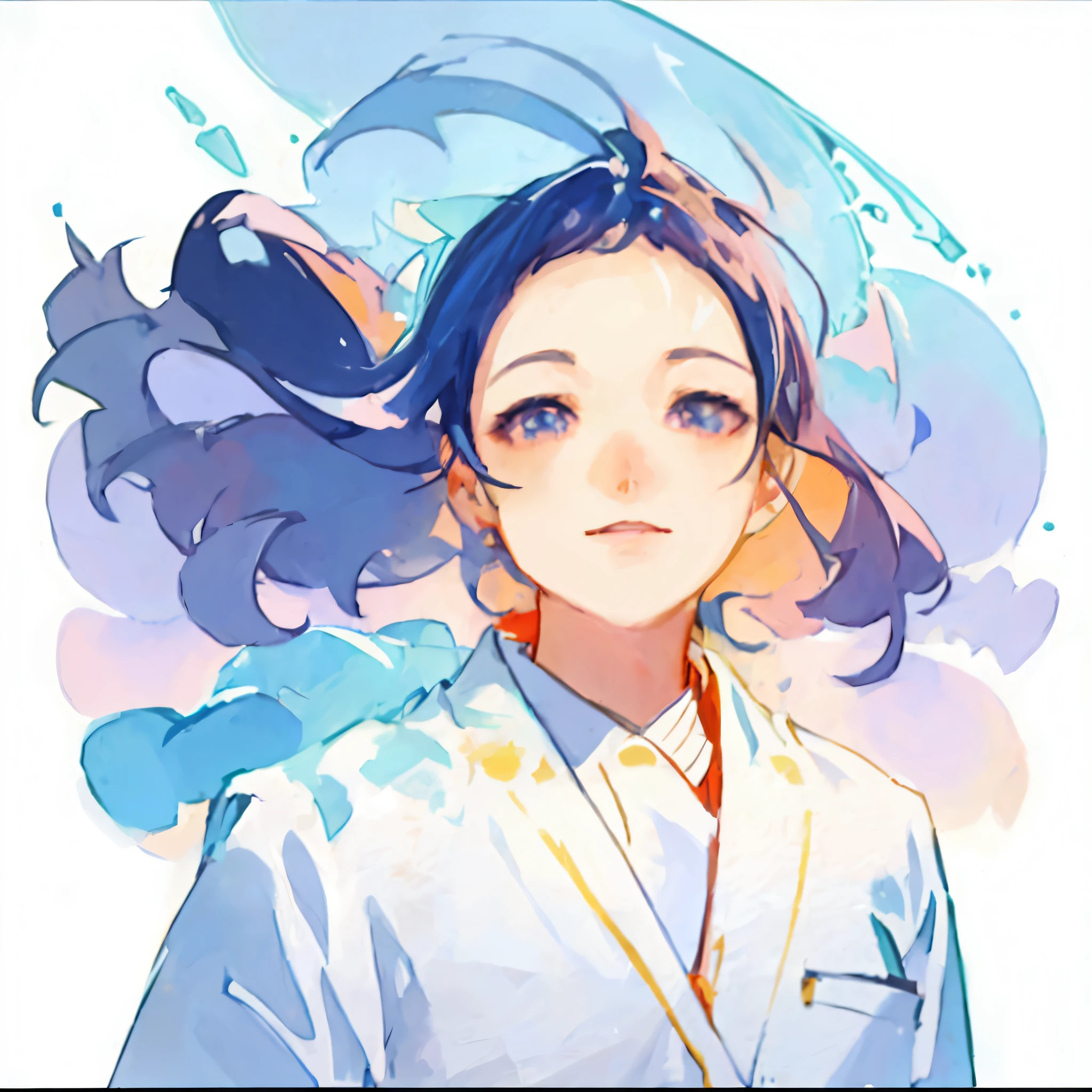 blue hairs,Anime girl with white shirt and blue umbrella, drawn in anime painter studio, Anime style portrait, Anime art style, made with anime painter studio, Anime style illustration, Anime moe art style, a beautiful anime portrait, beautiful anime art style, anime style character, in an anime style, Anime art style, Digital anime illustration, In anime style