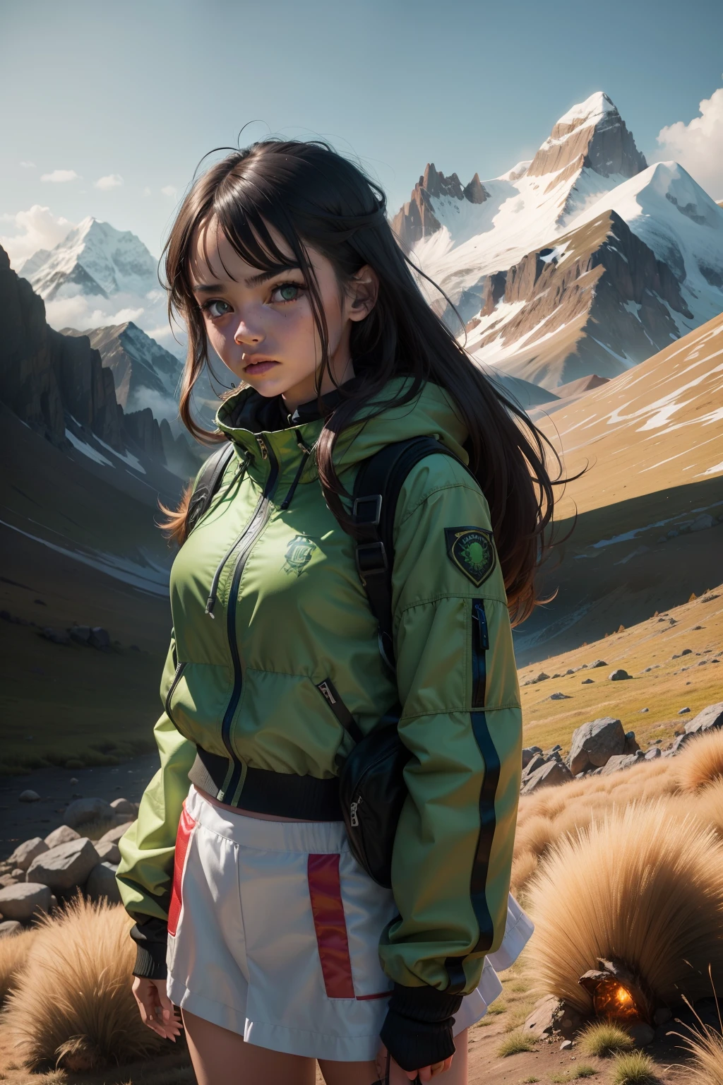 brown eyes, long dark brown haired asian woman with backpack on top of mountain looking at camera, hiking clothes, portrait of a female ranger, female explorer mini cute girl, a mountain look like a women, cute woman, gorgeous woman, karolina cummings, photo of margot robbie, alana fletcher, wearing adventure gear, wearing adventuring gear, portrait of margot robbie, victoria siemer, portrait of an adventurer