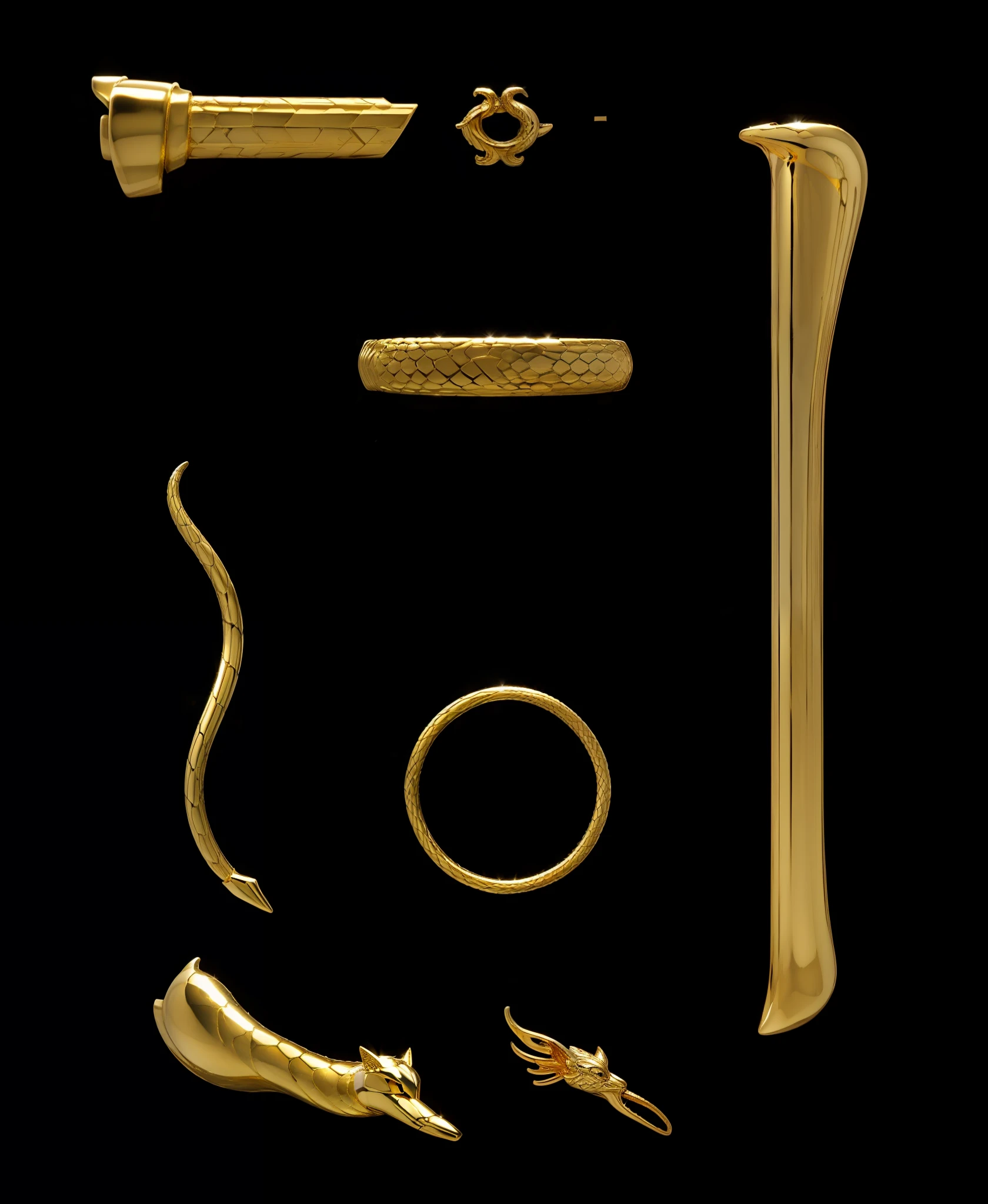 Golden snake statue,gold,Dark gold,high light,Medusa,statues,metals