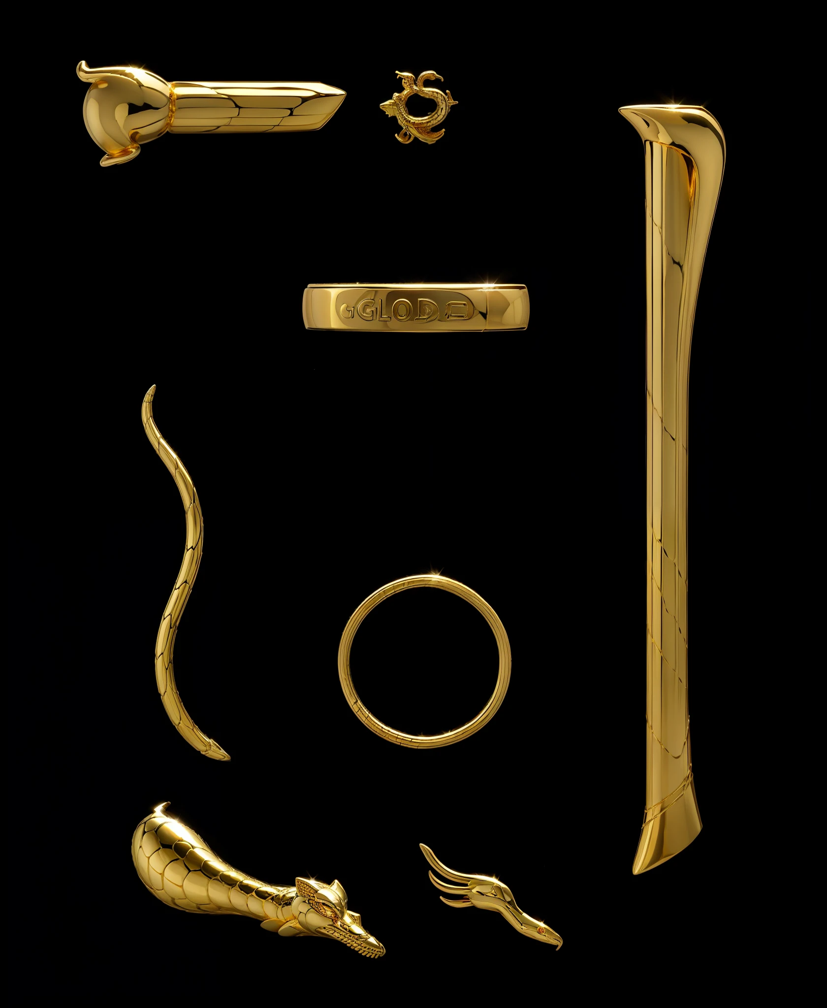 Golden snake statue,gold,Dark gold,high light,Medusa,statues,metals