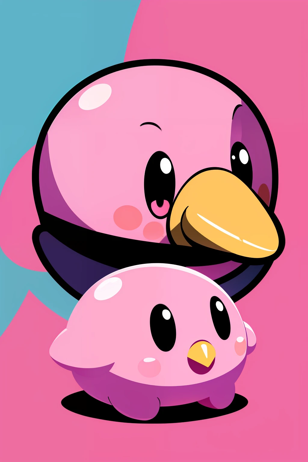 the Kirby with a beak, pink iconic character, cooky, poyo, piggy, some pink, tomba, future!!, big pink eyes
