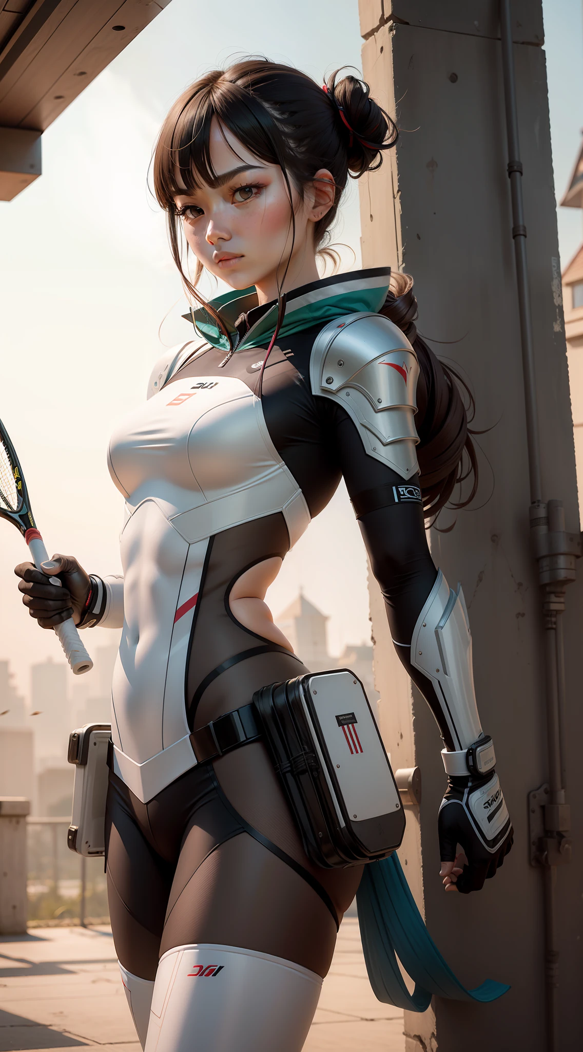 Holding a badminton racket,sci-fy,Machine armour wind,Kizi