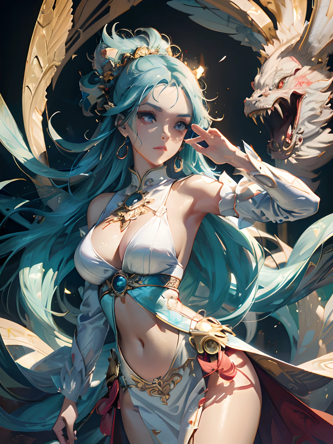 blue hairs,An Araved woman with a dragon on her shoulder, 2. 5 D CGI anime fantasy artwork, Anime fantasy illustration, Fanart Meilleure ArtStation, Detailed digital anime art, Anime fantasy artwork, chengwei pan on artstation, Fantasy art style, Deviantart ArtStation CGSCOSIETY, Art germ. anime illustration, wlop rossdraws