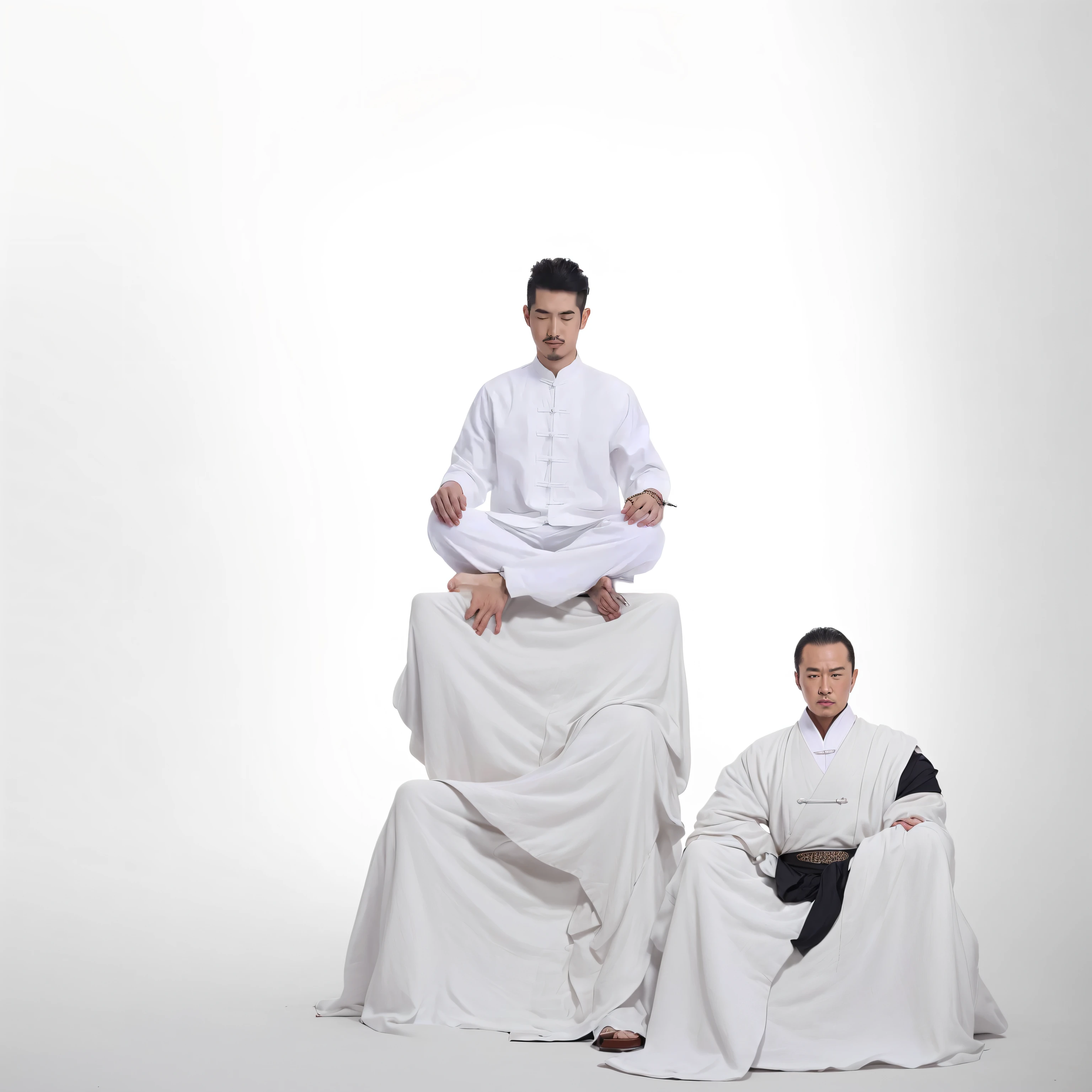 He is the head of the Wudang faction,seated on a throne,On the left and right columns stood his disciples