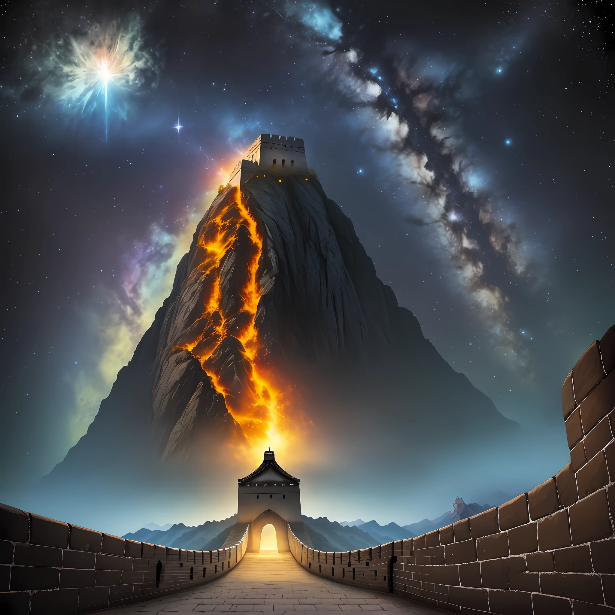 the great wall，space，nigth，starrysky