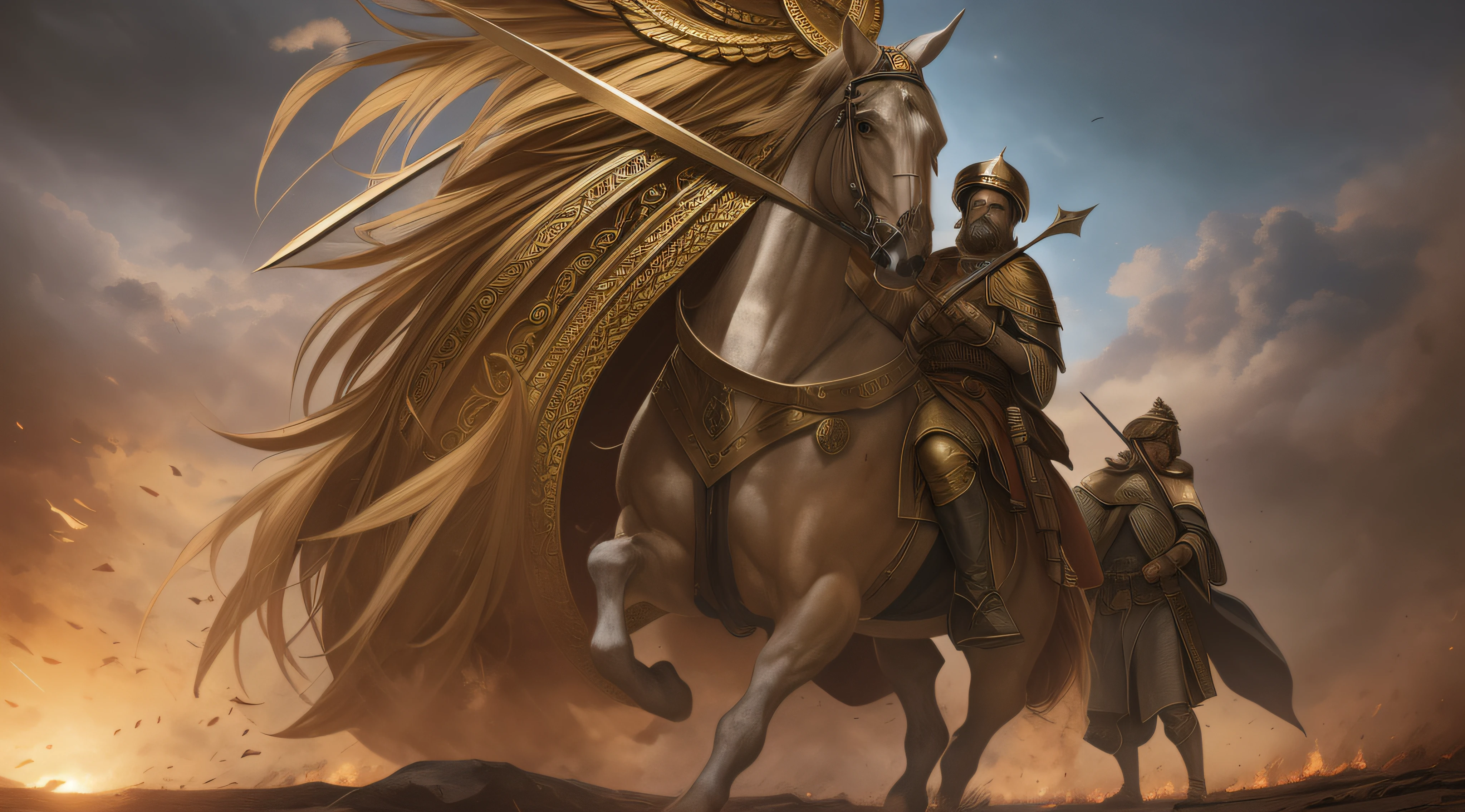 Abraham, a hero with a strong army, facing four Great Kings, realistic, 8k