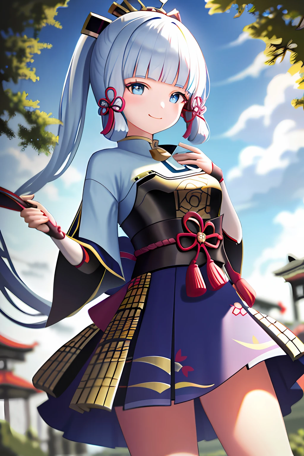 masterpiece, highres, best quality, 1girl solo, kamisato_ayaka, smile, kimono