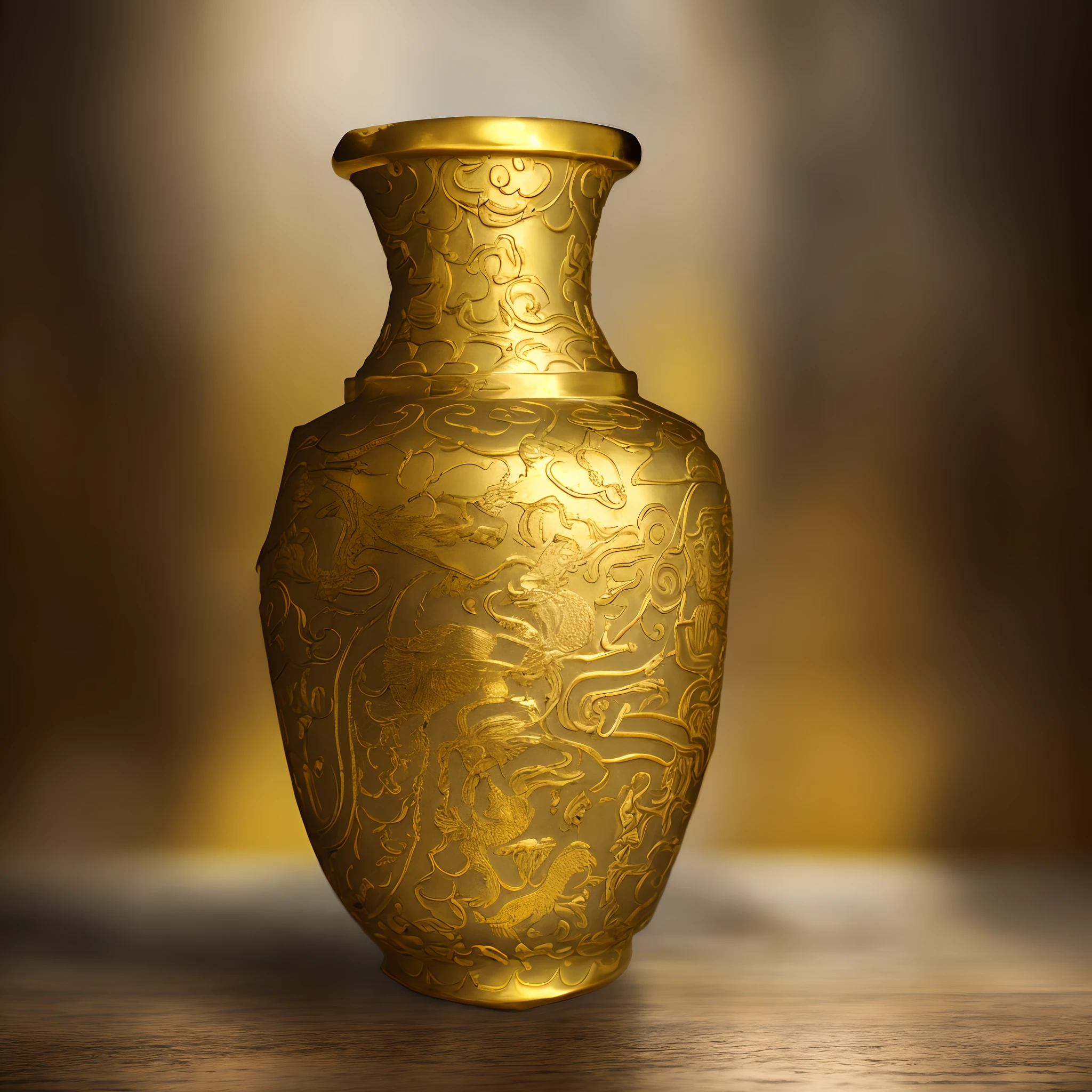 There is a golden vase on it，There is a dragon design on it, cloisonne, cloisonne, style of chinese vase, japanese vase, ancient chinese ornate, vases, Chinese art, museum item, museum artifact, ancient china art style, vase work, Ancient sword, Cracked Japanese pottery vase, museum masterpiece, Museum works, mountain water, Qing dynasty，hyper HD， high qulity， extremely detaile， offcial art， 统一 8k 壁纸， super detailing