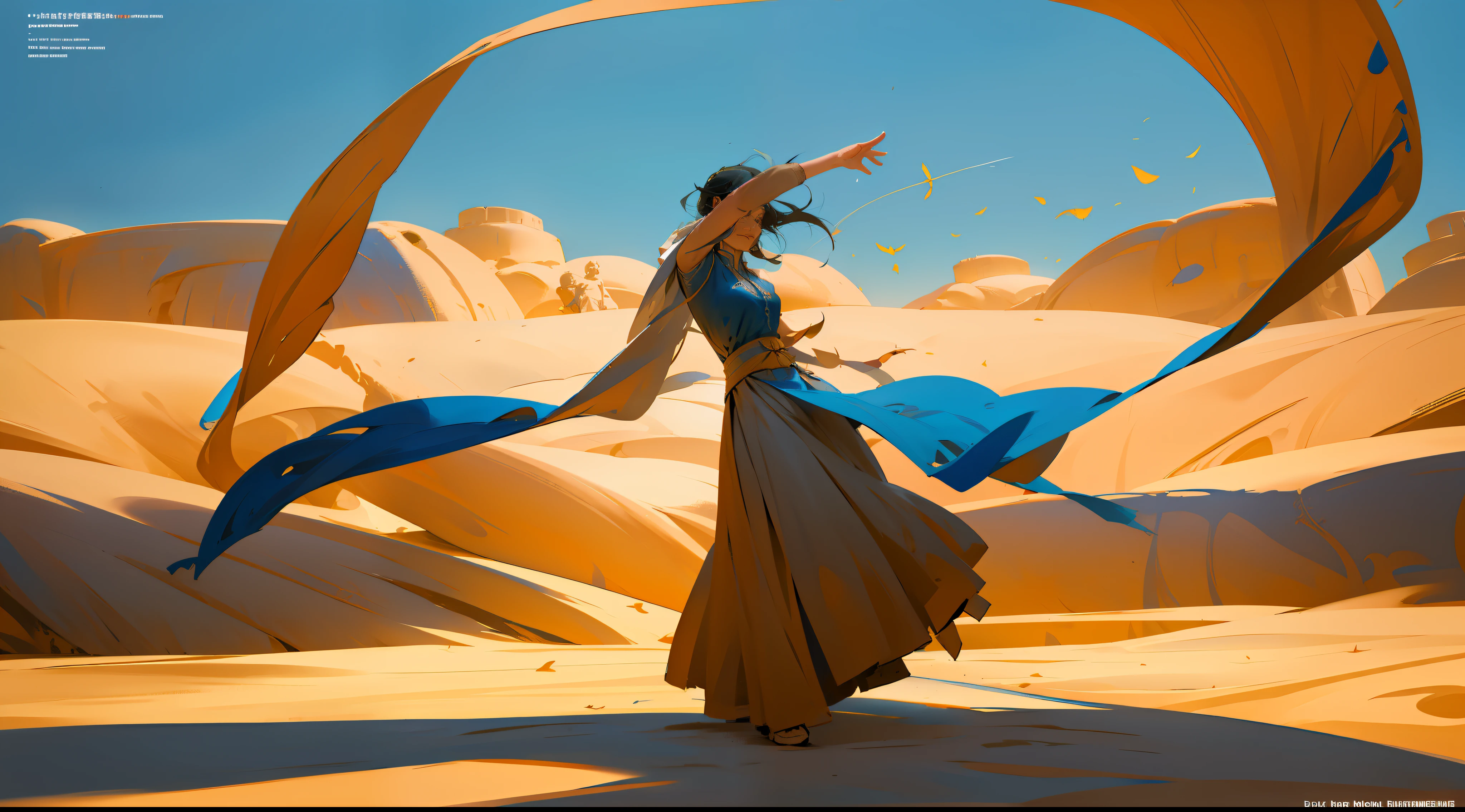 Dunhuang Flying Sky,Western Regions,Dancing in the air,fully body photo,Dunhuang Mogao Grottoes,Dance,Original Drawing,Fluttering ribbons,ccurate,lightand shade contrast