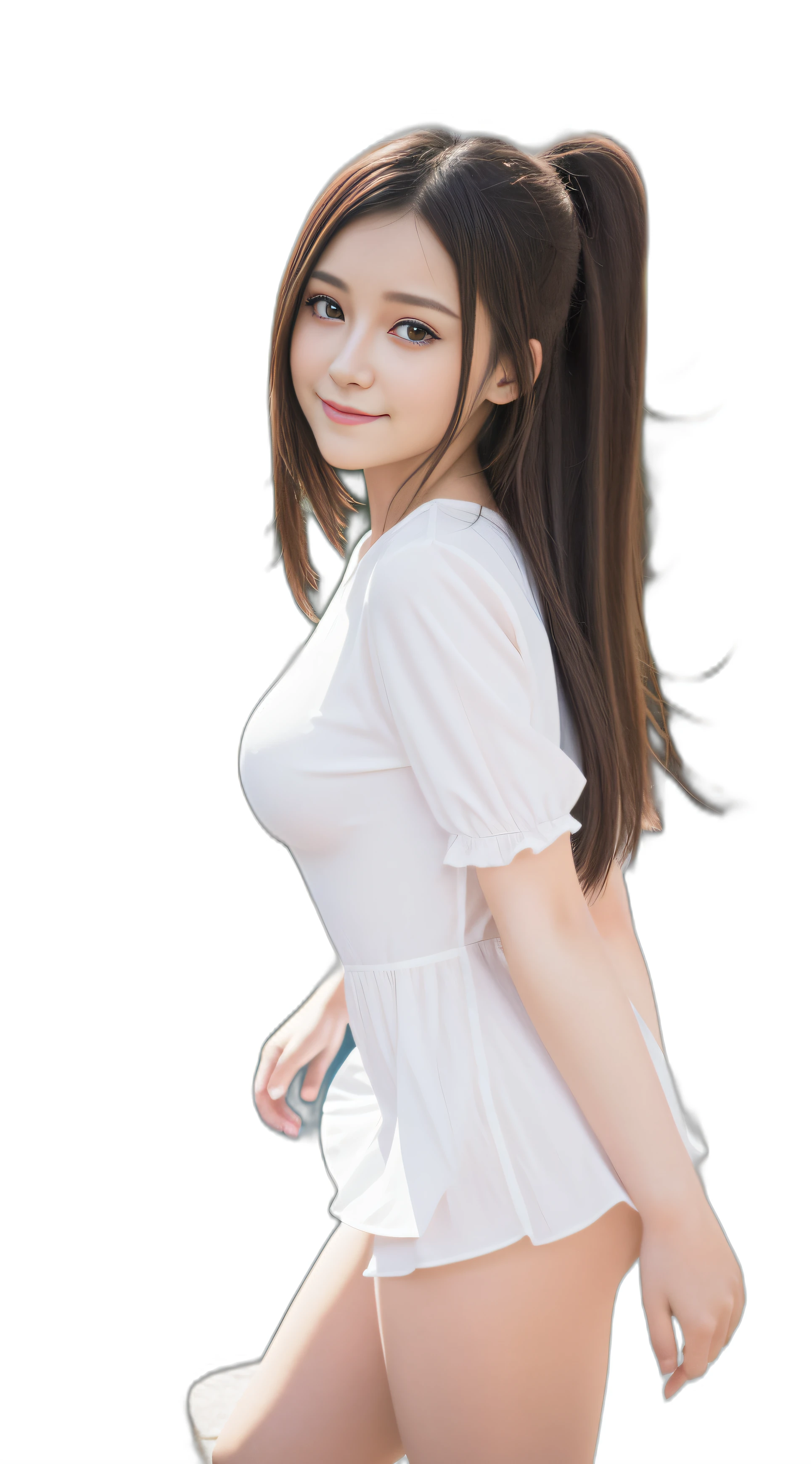 (8k, RAW Photo, Best Quality, Masterpiece: 1.2), (Realistic, Realistic: 1.37), Ultra High Resolution, Photon Mapping, Physically Based Rendering, 1 Girl, (Brunet: 1.3), Long Legs, Detailed Face, Detailed Eyes, Huge Breasts, Shiny Skin, Standing, Looking at the Viewer, (Light Smile Cute: 1.2), (Happy), Healing Cute, (fountain square: 1.2), (Evening: 1.2), ta Fashion,
