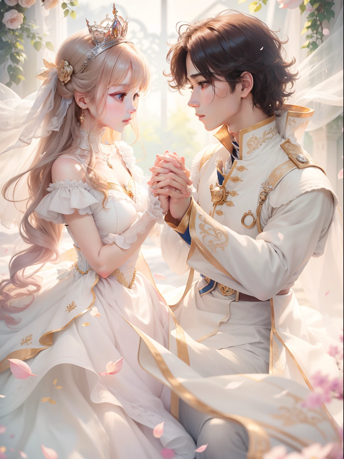 Holding hands and hands、Beautiful prince and beautiful princess、reliance、stumble