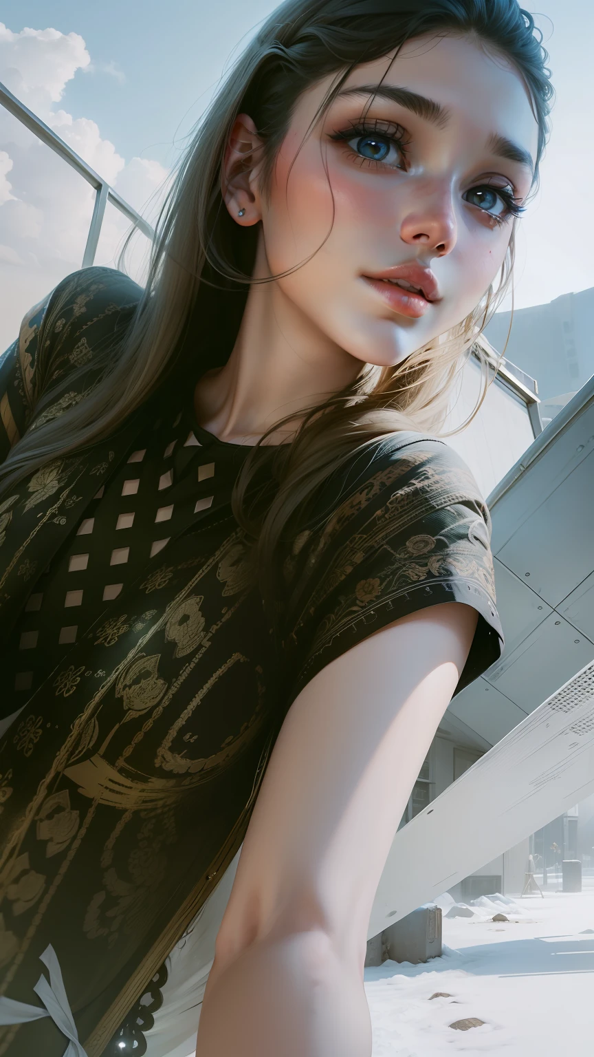 Beautiful girl with realistic face and change background