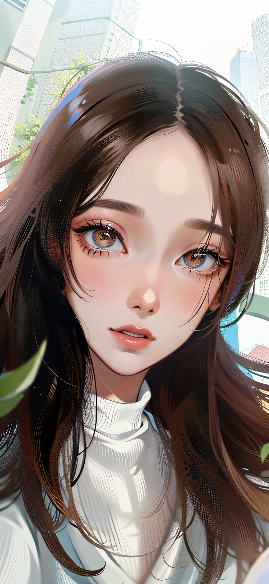 alafed asian woman,Long brown hair and white shirt, 8k selfie photograph, 30 year-old woman, 3 0 years old woman,Melon seed face,Korean girl group,The face was clean