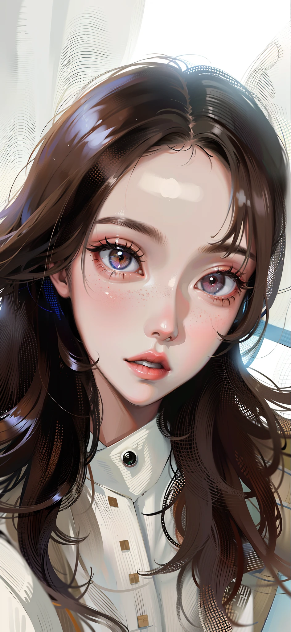 alafed asian woman,Long brown hair and white shirt, 8k selfie photograph, 30 year-old woman, 3 0 years old woman,Melon seed face,Korean girl group
