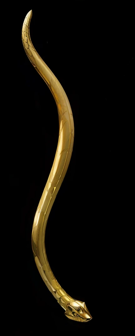 Golden snake statue,Dark gold,high light,statues,metals