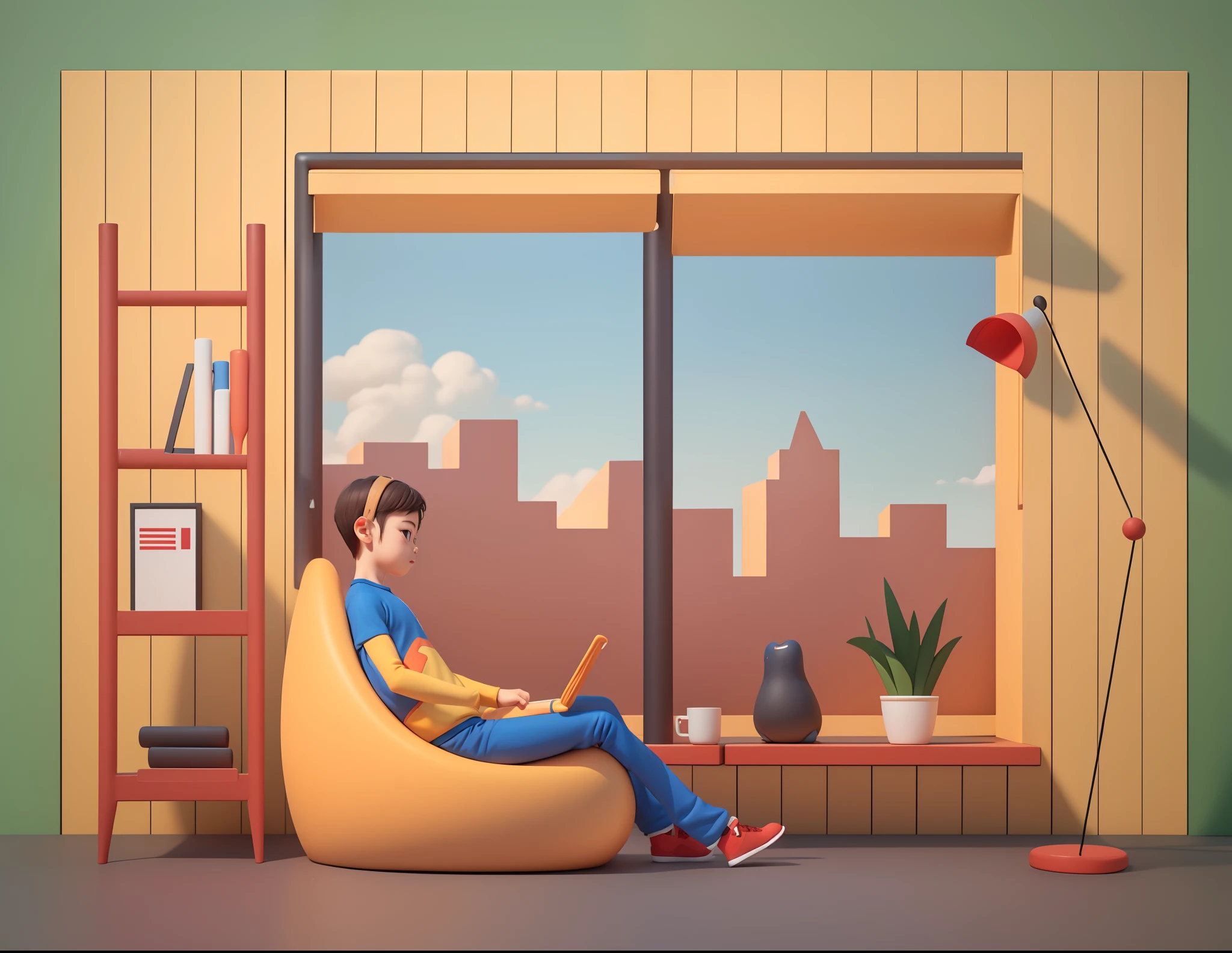 (Pixar 1.23 style) 1 boy ((upper body front, bust shot)), solo, cute kid, brunette, pretty tracksuit, boy, korean child, playground, ((masterpiece, highest quality)), (composite lighting)