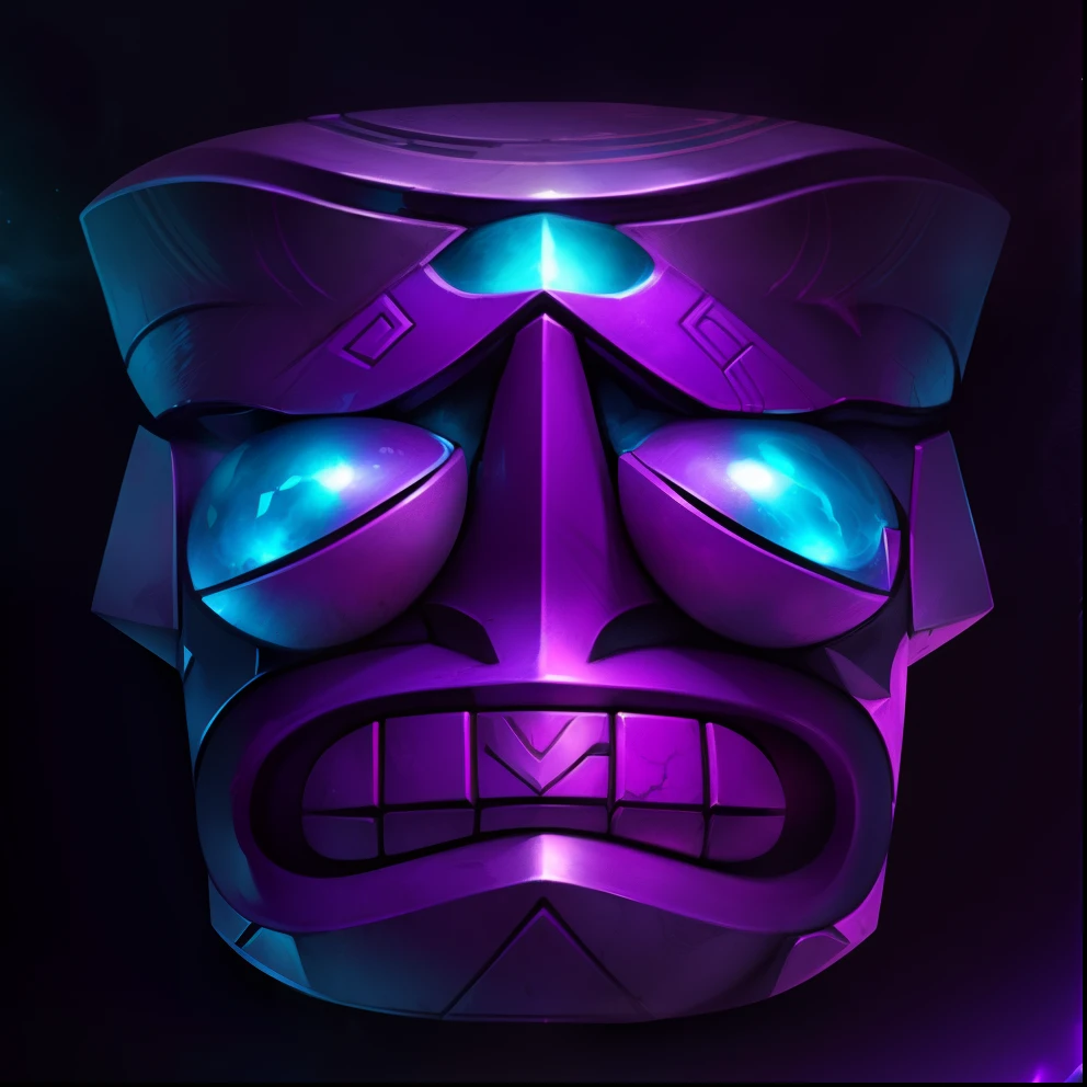 Mayan Totem，vibrant with colors，purpleish color，league of legends splashart，gameicon，tmasterpiece，HighestQuali