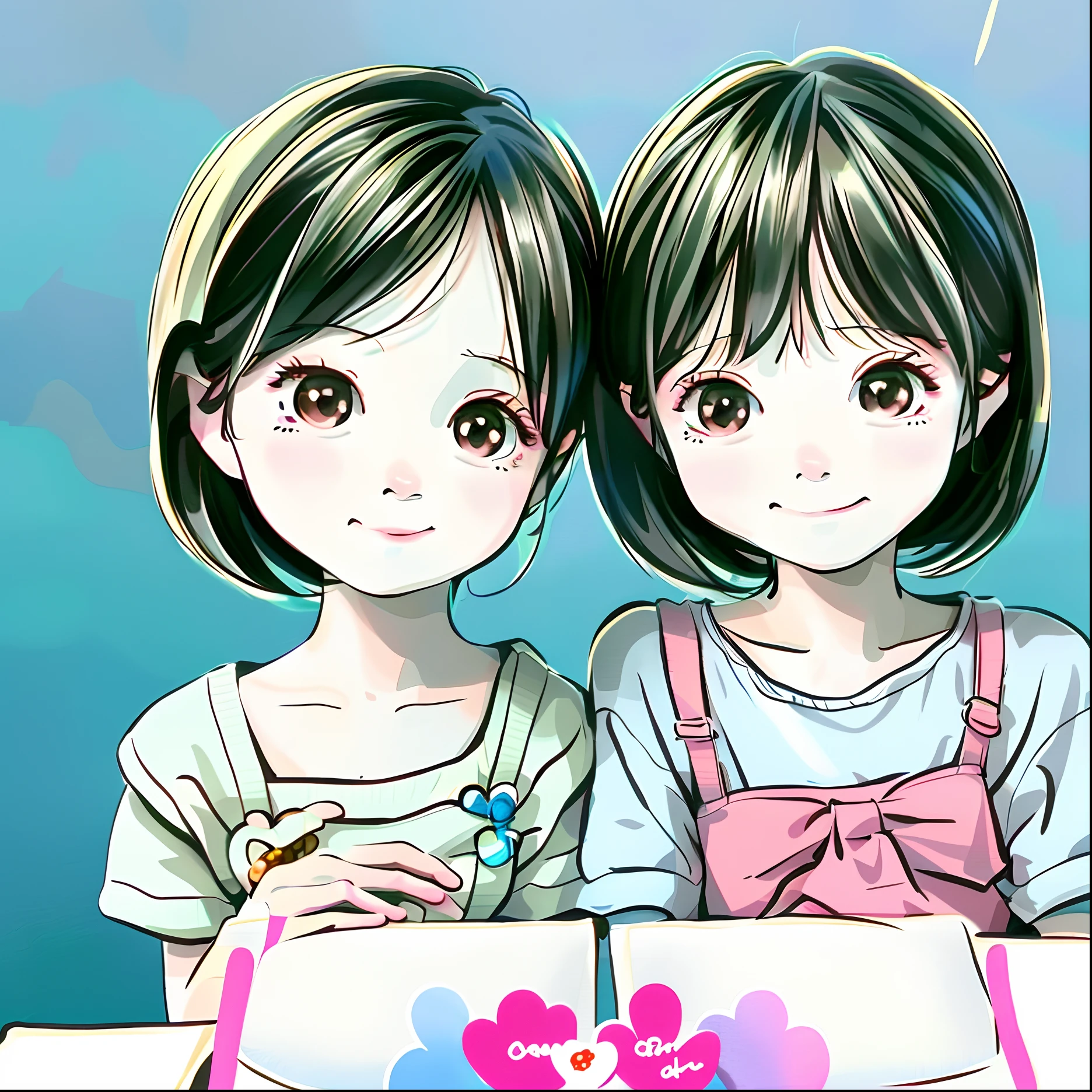 Cartoon of several babies sitting side by side, Cute cartoon, Boy and girl, adorable digital art, cute couple, lovely art style, cute cute, Cute cartoon style, cute artwork, Very cute and childlike, Cute and lovely, Cartoon Cute, children illustration, lovely digital painting, hand painted cartoon art style, Happy couple, kids cartoon