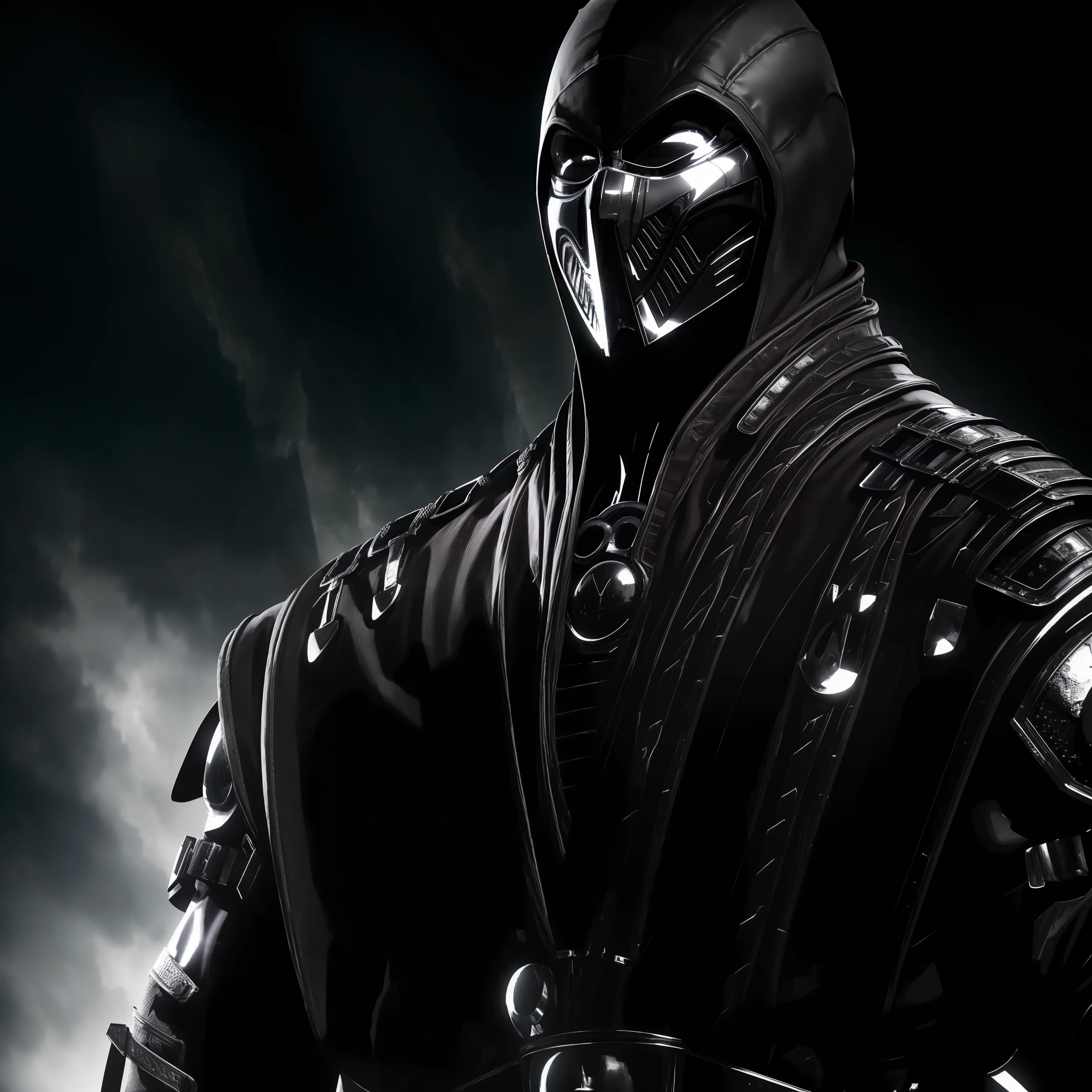 (8k wallpaper:1.2),(Ultra-high resolution:1.2),(masterpiece:1.1),wallpaper,High quality,masterpiece,(High detail),1man, wearing a Jet black outfit, wearing a black mask,(Noob saibot), surrounded by shadows