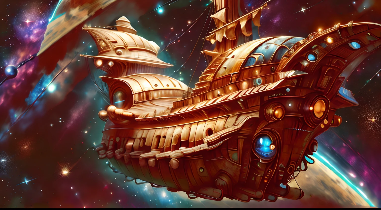 Spaceships in space, star
RomapunkAI , The earth looks big,