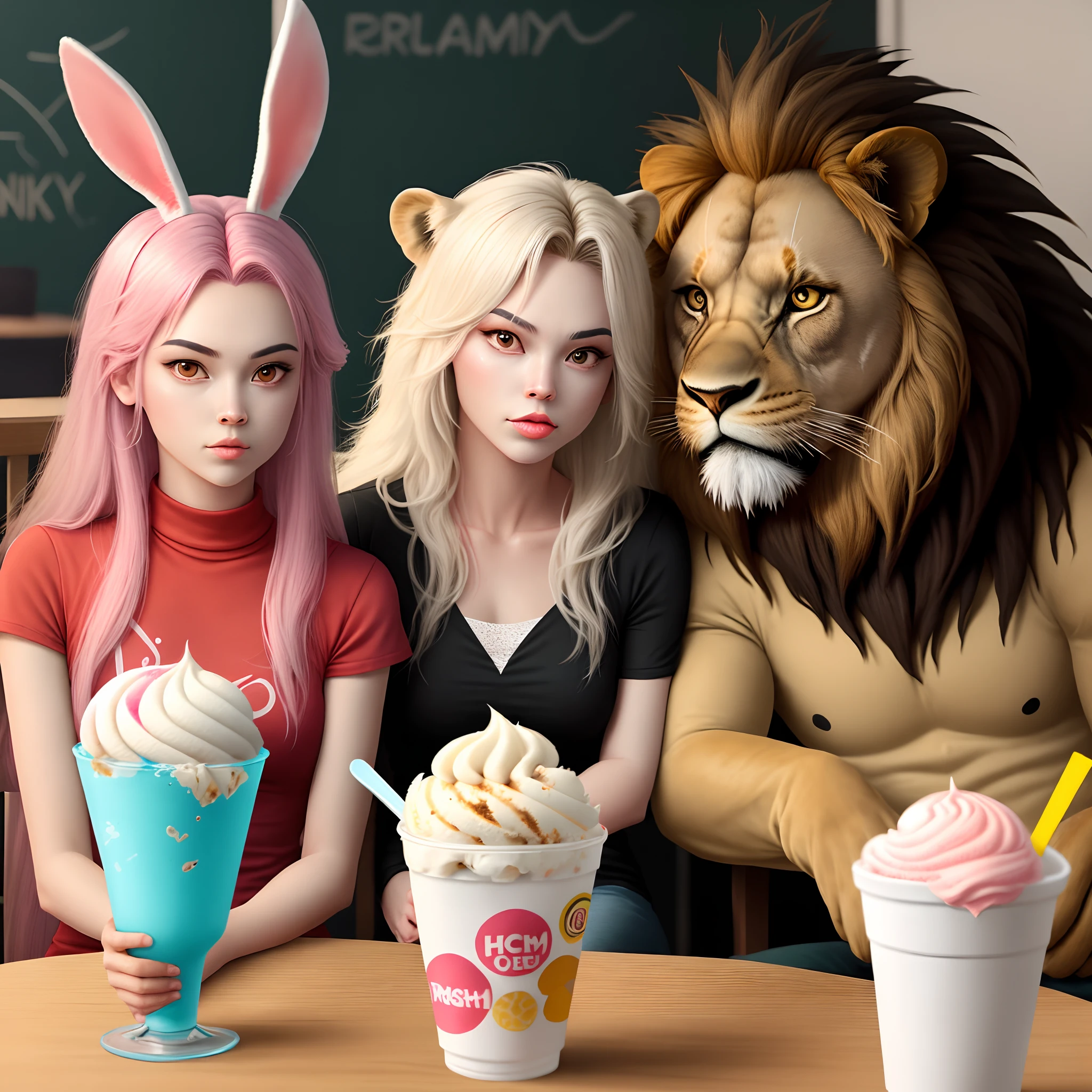 Fury the Lion and Fury the Bunny eat ice cream together