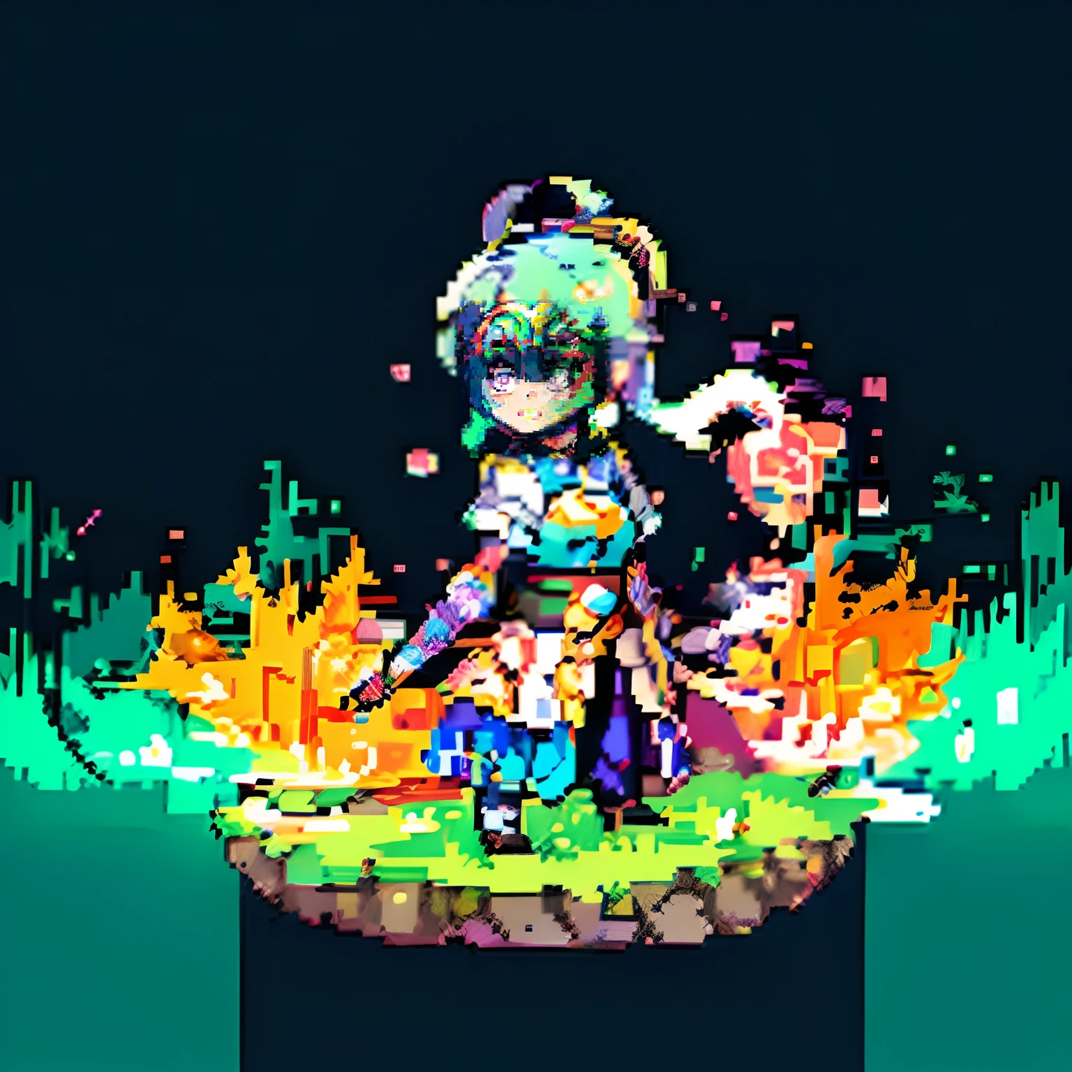pix,pixal style,one-girl,samurais,white backgrounid,Colorful