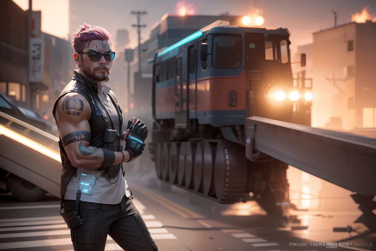 Change background syberpunk action hero match scin colour realistic face 8k ultra realistic