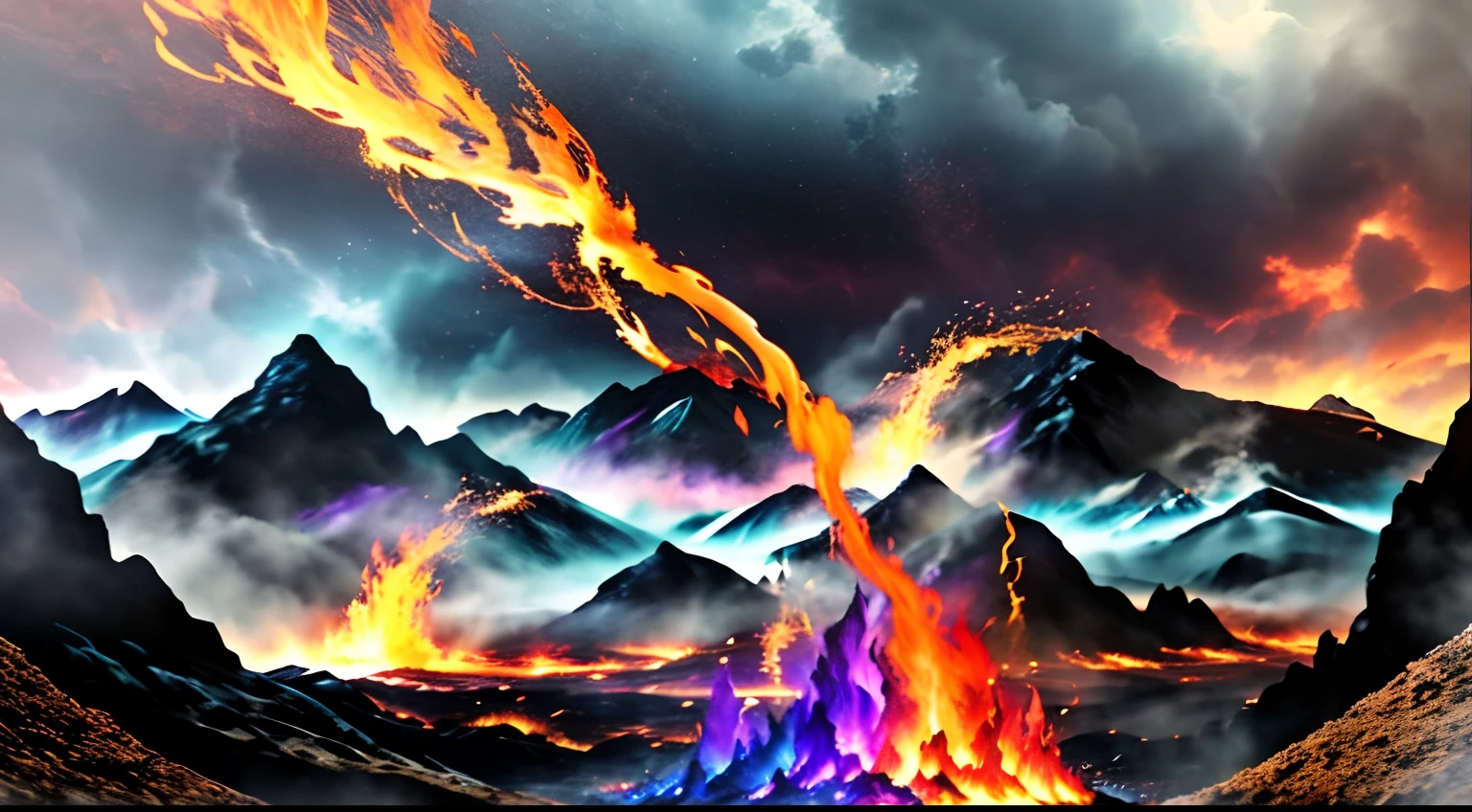 ((best quality)), ((masterpiece)), flames of creation, origin of all, with crimson fingers you grasp and engulf all that comes in your path, scorching the earth and heavens in firestorm, bright flame dancing in darkness, infernall blaze reducing all to ashes, more than anything, powerfull, more than anything, ruthless, burning brightly, blazing fiercly, may your raging flames weave a snare, and shackle my enemy in ferocious hellfire, prison of flame, masterpiece quality, insane detail, absurdres, hyper photorealistic, UHD, UHD, ultra high resolution, (photorealistic:1.4), official art, (8k, RAW photo:1.2), ((((scenery)))), ((((battlefield))))
