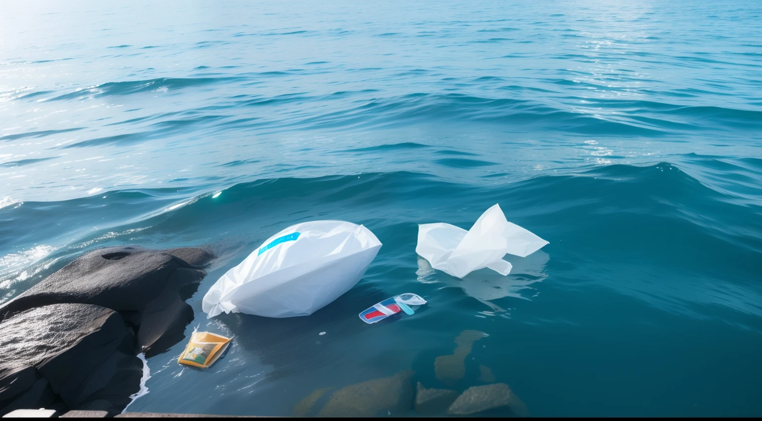 All kinds of garbage at sea,plastic bag,Mineral water from the sea,On the surface of the water