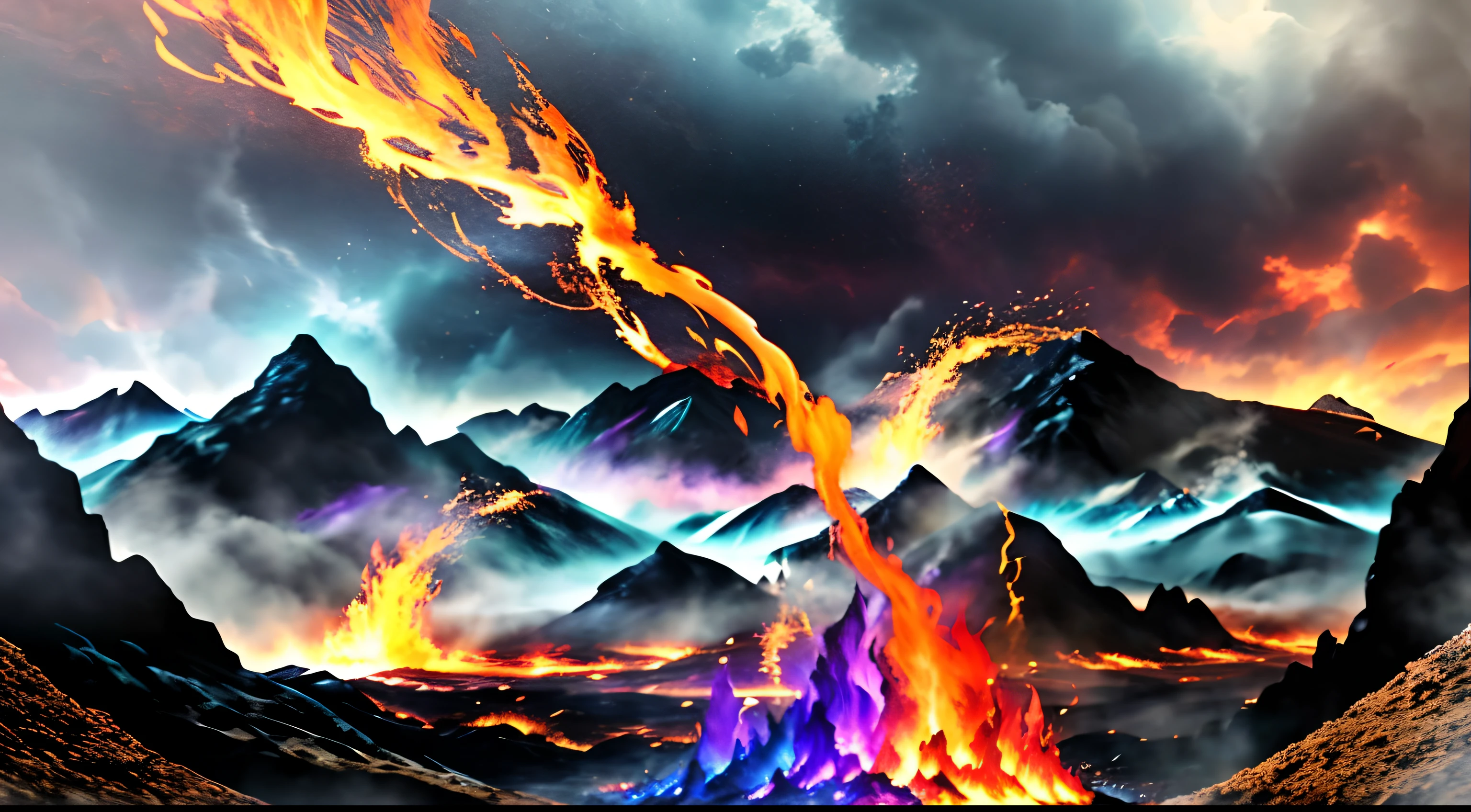 ((best quality)), ((masterpiece)), flames of creation, origin of all, with crimson fingers you grasp and engulf all that comes in your path, scorching the earth and heavens in firestorm, bright flame dancing in darkness, infernall blaze reducing all to ashes,  more than anything, powerfull, more than anything, ruthless, burning brightly, blazing fiercly, may your raging flames weave a snare, and shackle my enemy in ferocious hellfire, prison of flame, masterpiece quality, insane detail, absurdres, hyper photorealistic, UHD, UHD, ultra high resolution, (photorealistic:1.4), official art, (8k, RAW photo:1.2), ((((scenery)))), ((((battlefield))))