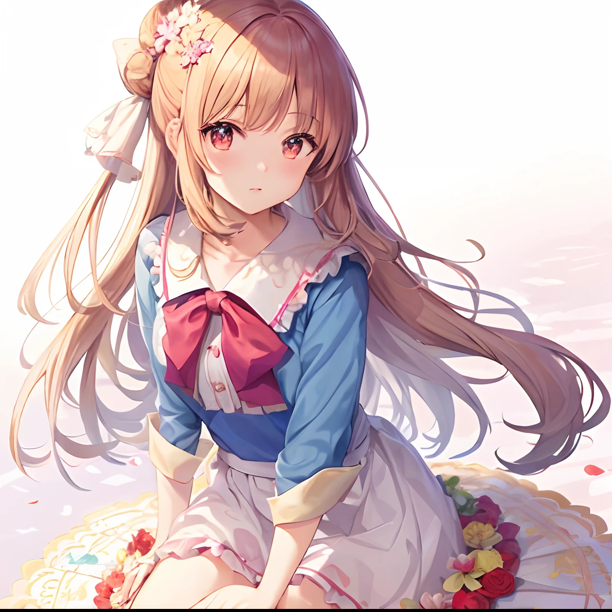 anime girl with a flower in her hair, anime moe art style, ehime, Marin Kitagawa fanart, (Anime girl), hanayamata, Mihoyo art style, 8K!!