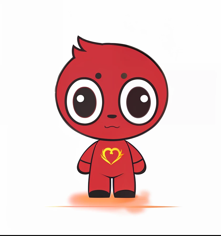 Cartoon character of a red boy with a heart on his chest, tchibi, cute character, toonix character, among us character, merged character, Cute cartoon character, advanced digital chibi art, character is standing, wearing red and yellow hero suit, an animated character, red aura, high quality character design, Red theme, the red ninja, Three-dimensional,C4D,