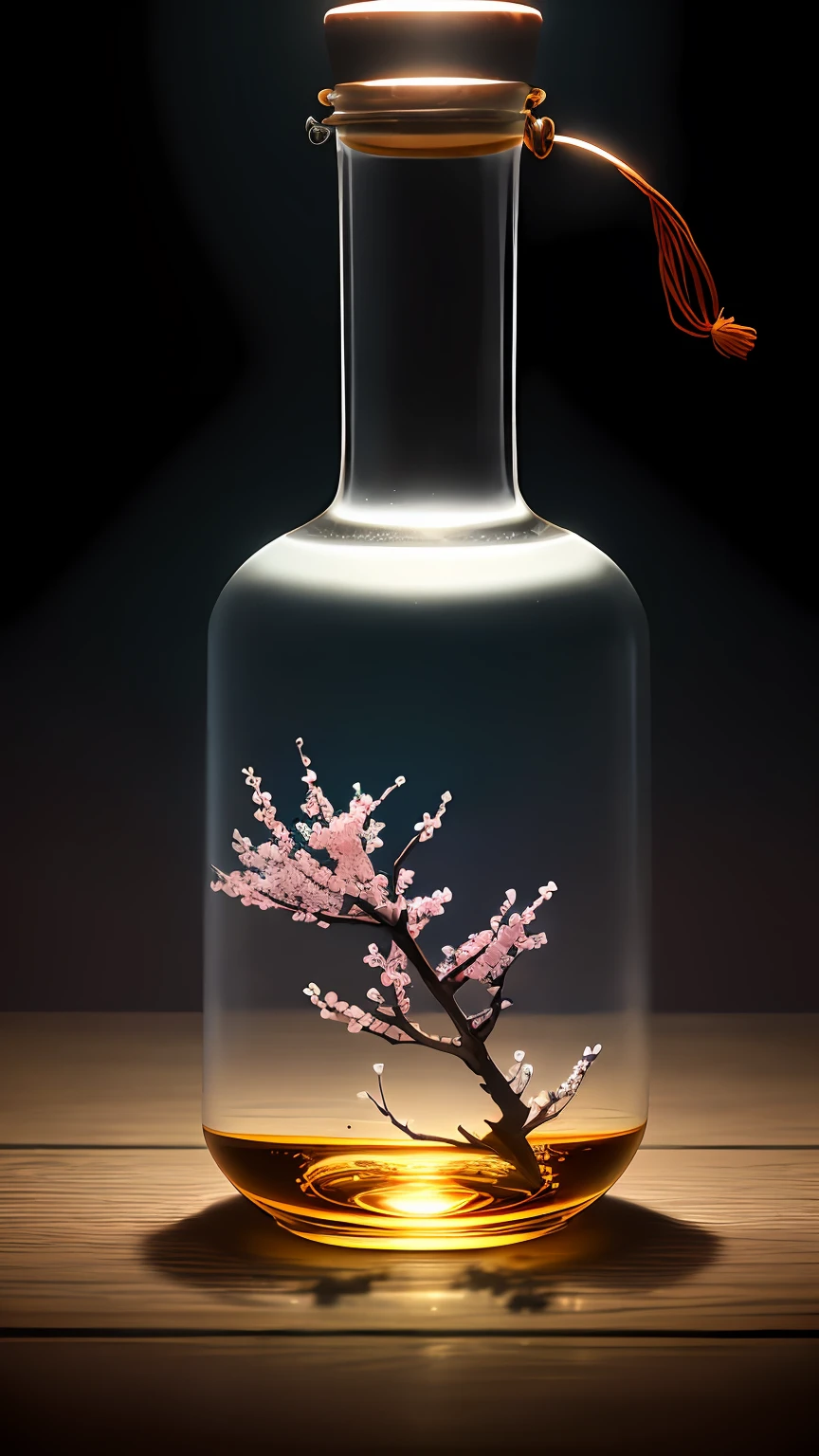 Cherry blossom tree in a bottle,Grows out of the bottle,nipple sticking out,fluffly,realisticlying,Atmospheric light refraction,Photo by Lee Jeffries,Nikon D850 Film Stock Photo 4 Kodak Portra 400 Camera F1.6 shots,rich colours,hyper realistic lifelike texture,dramatic lighting,unreal engine trending on artstation cinestill 800,Style-Glass
